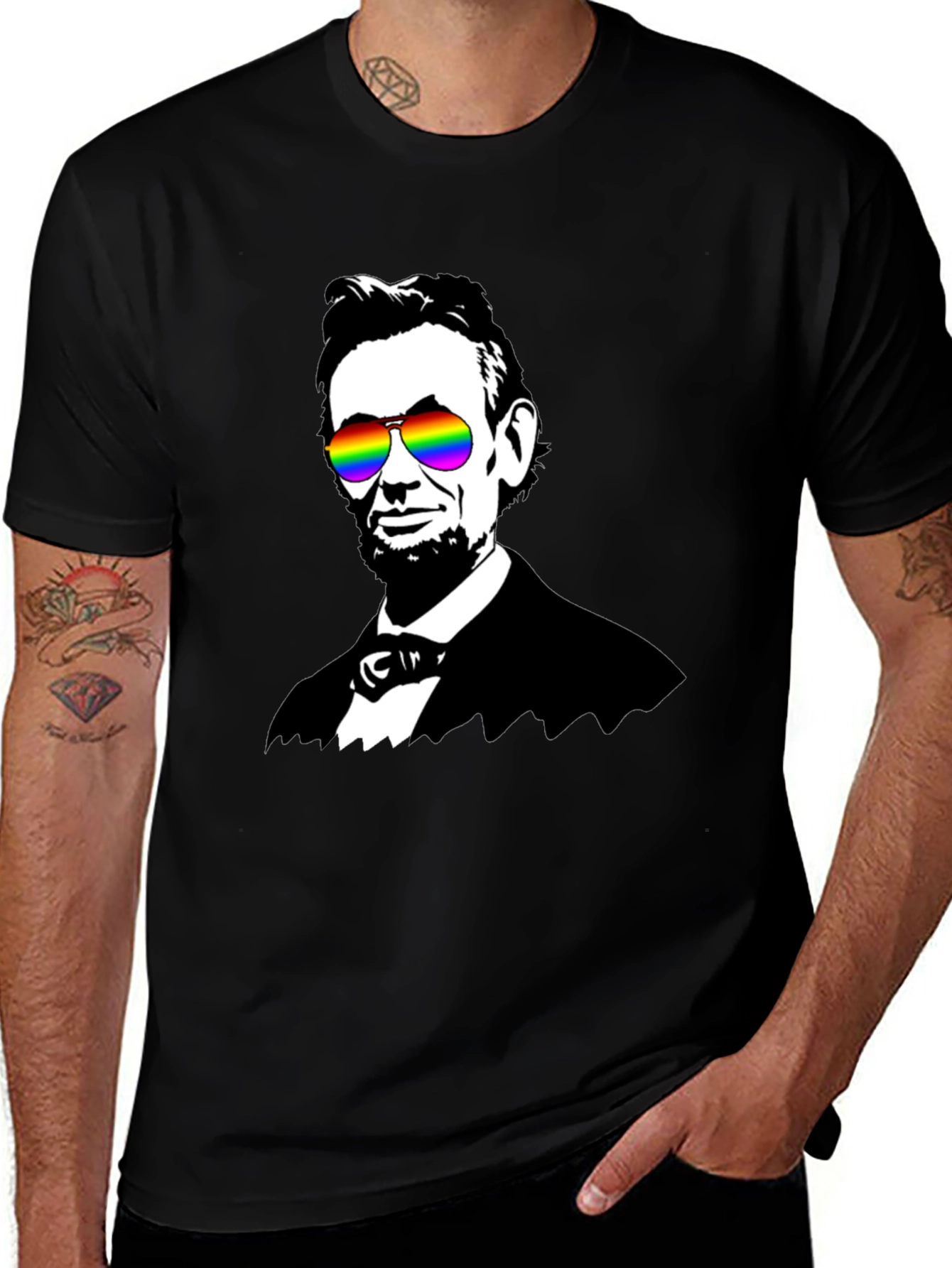Variant 28 of Abraham Lincoln Rainbow Sunglasses Graphic Tee