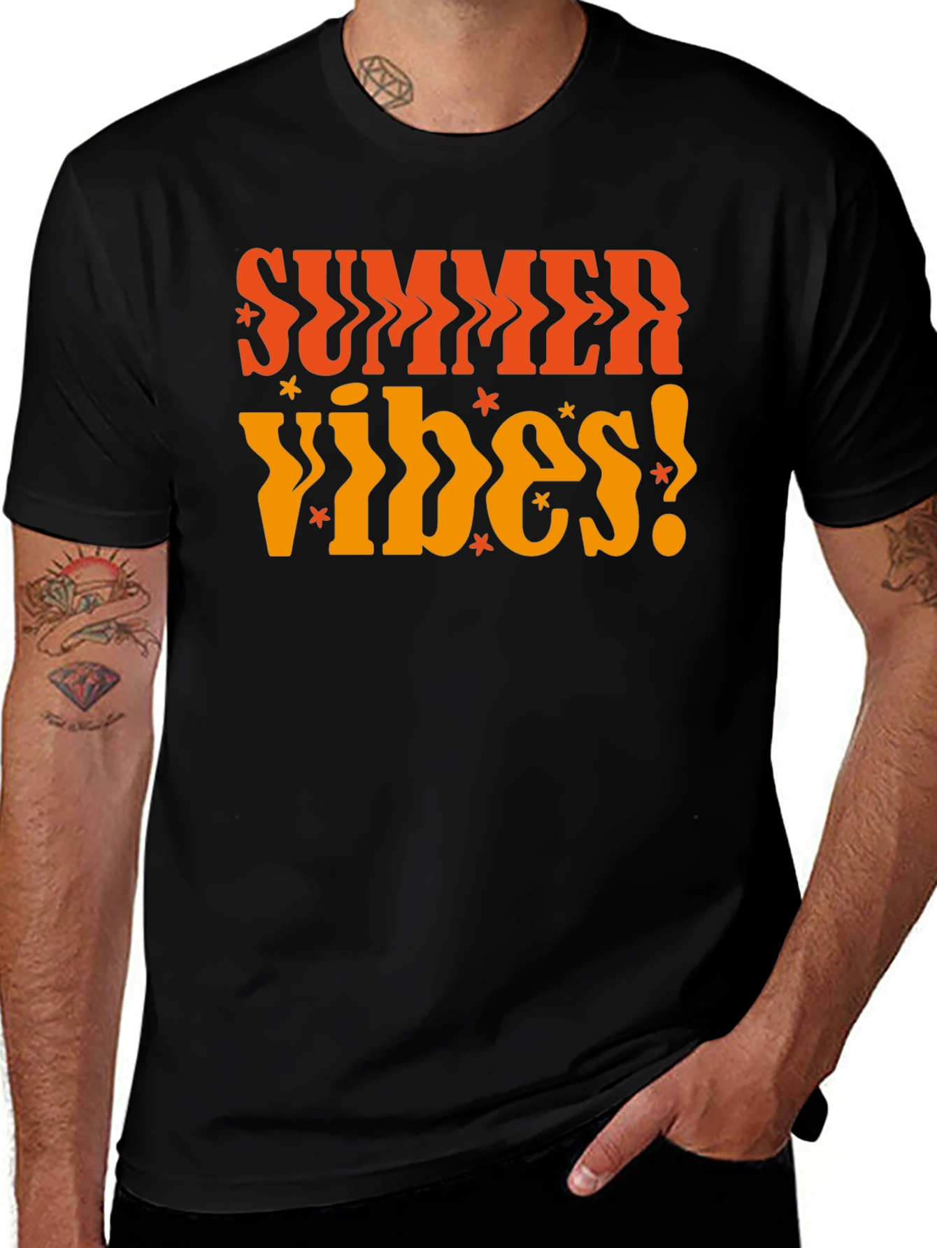 Variant 5 of Summer Vibes Graphic Tee - Men's Black T-Shirt
