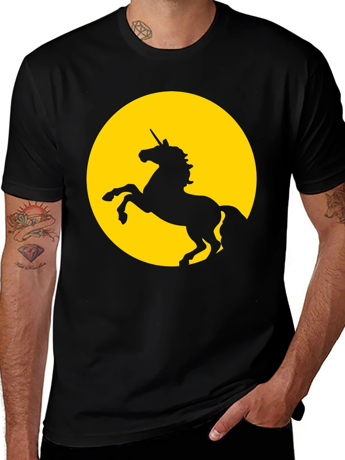 Black Unicorn Silhouette Graphic Tee - Black main image