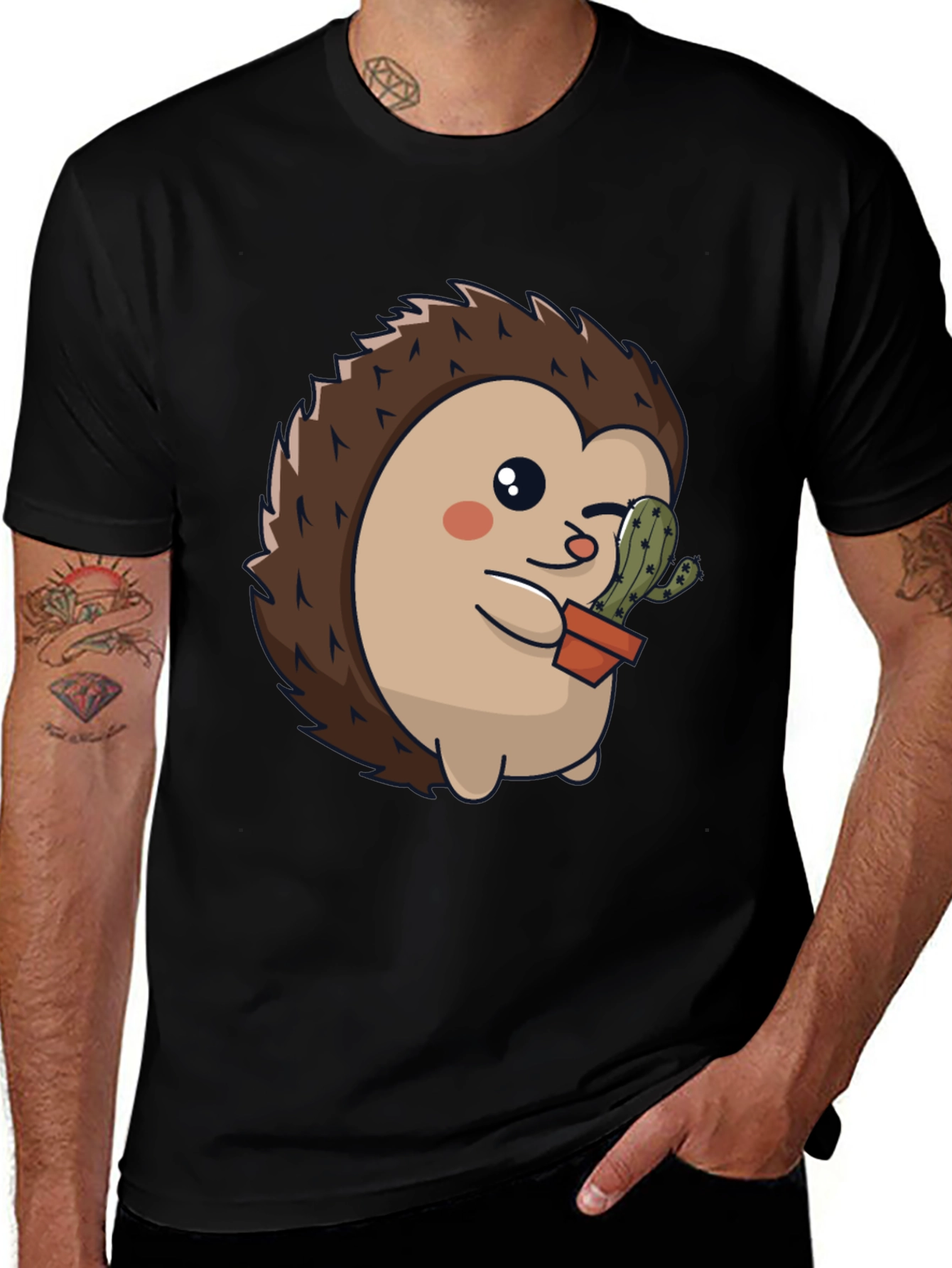 Variant 9 of Cute Hedgehog with Cactus Graphic Tee