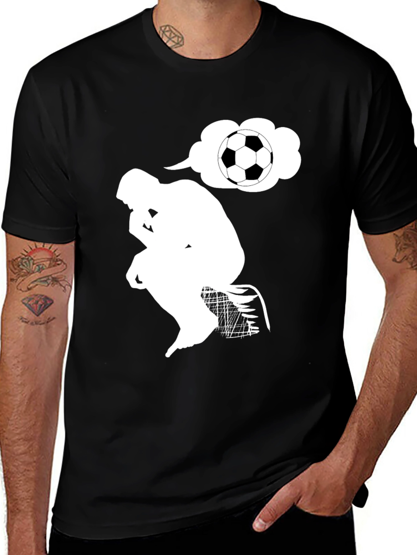 Variant 4 of Philosophical Soccer Tee - Thinker with Ball