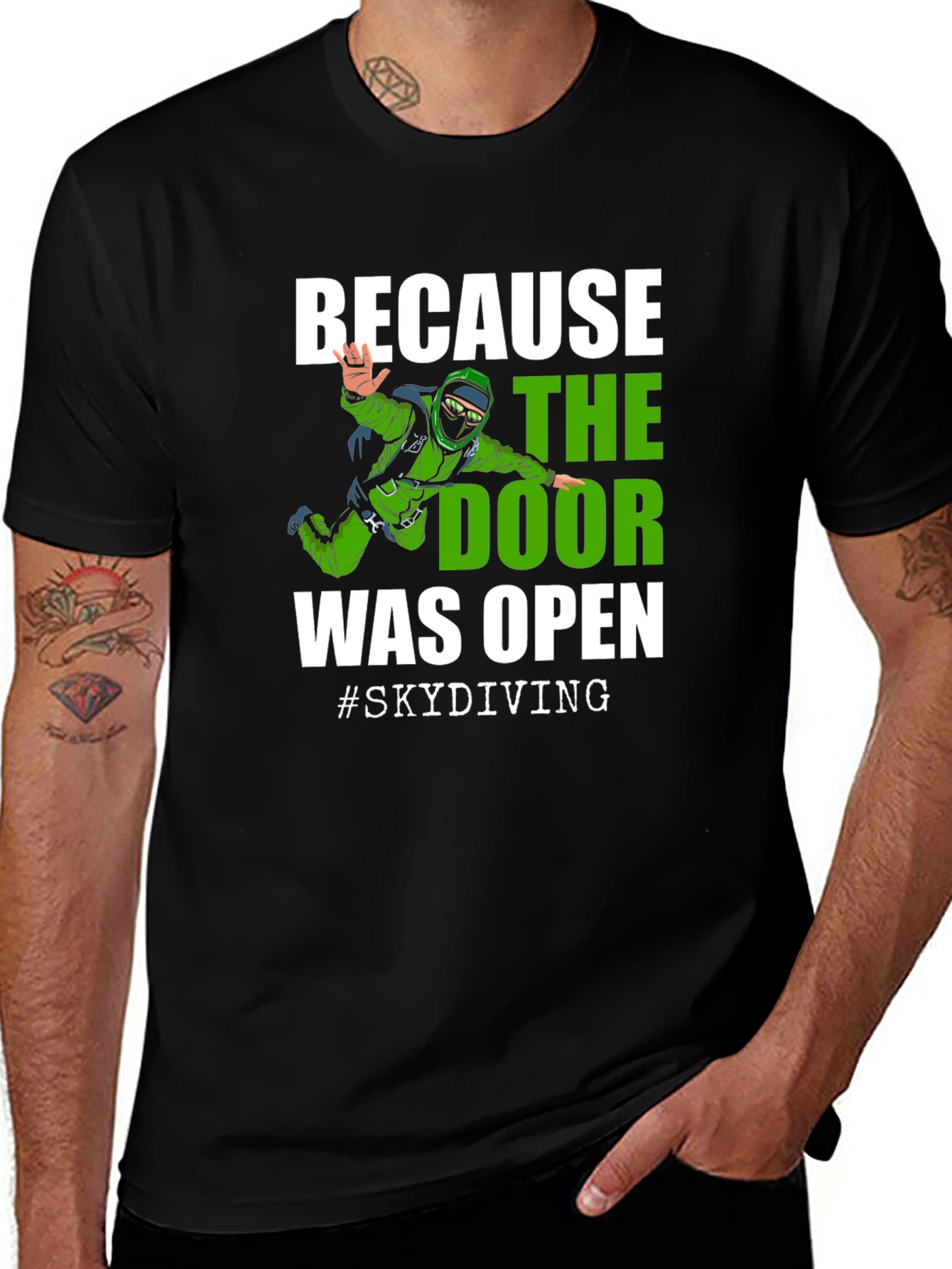 Variant 21 of Skydiving T-Shirt - Because the Door Was Open