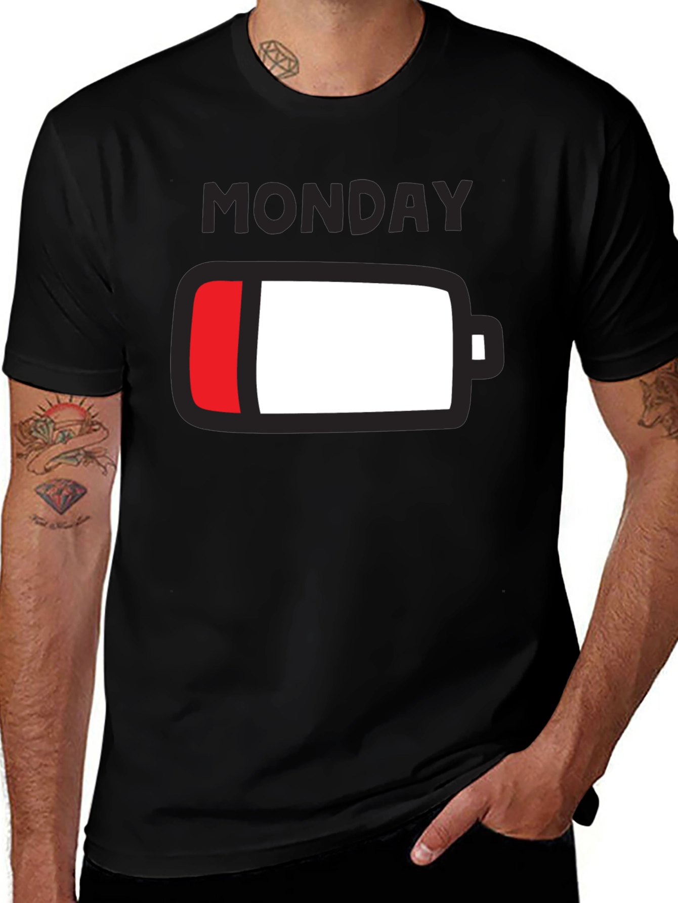 Variant 21 of Monday Low Battery Graphic Tee - Black