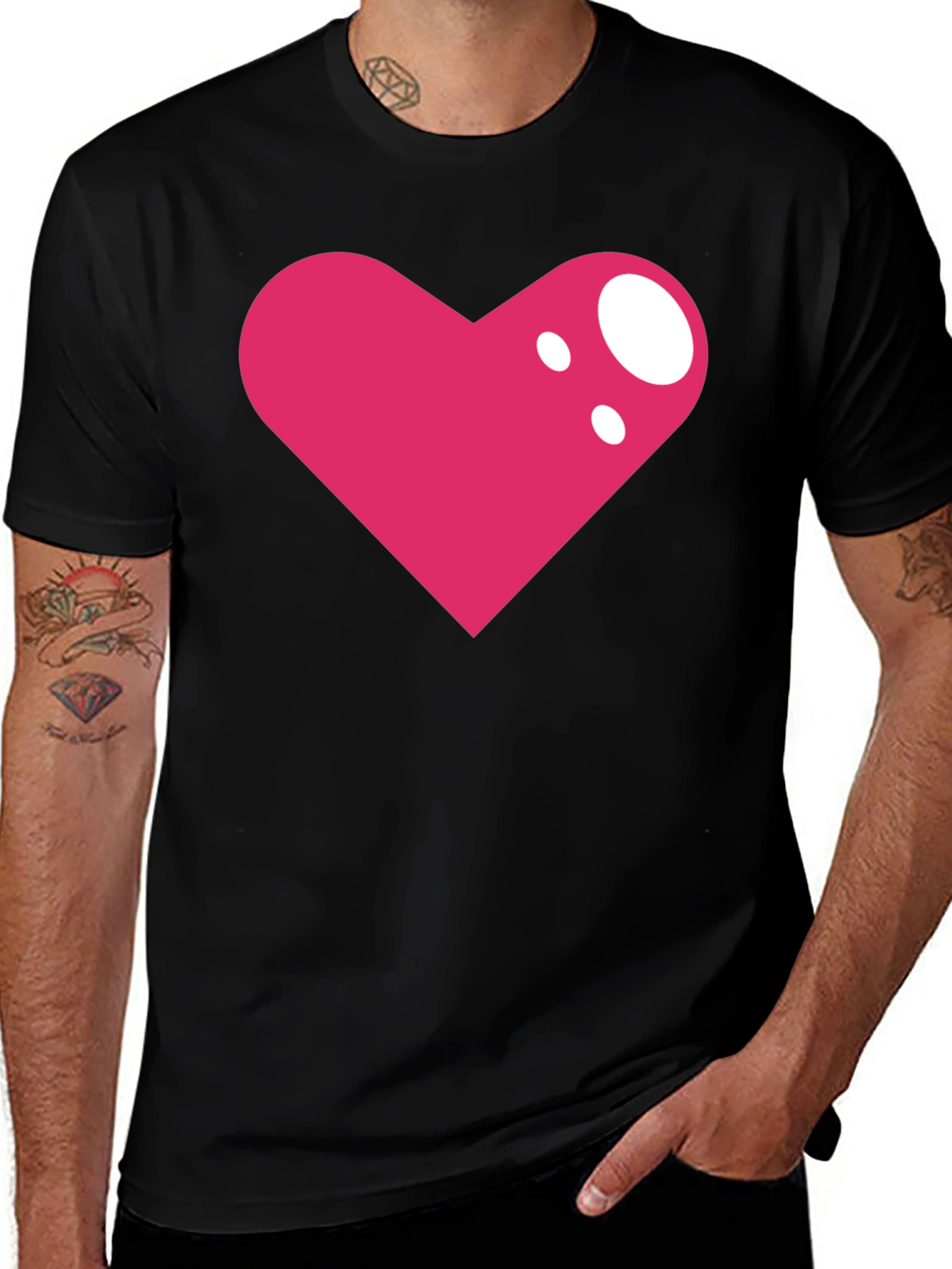 Variant 27 of Heart Graphic Tee - Casual Black T-Shirt