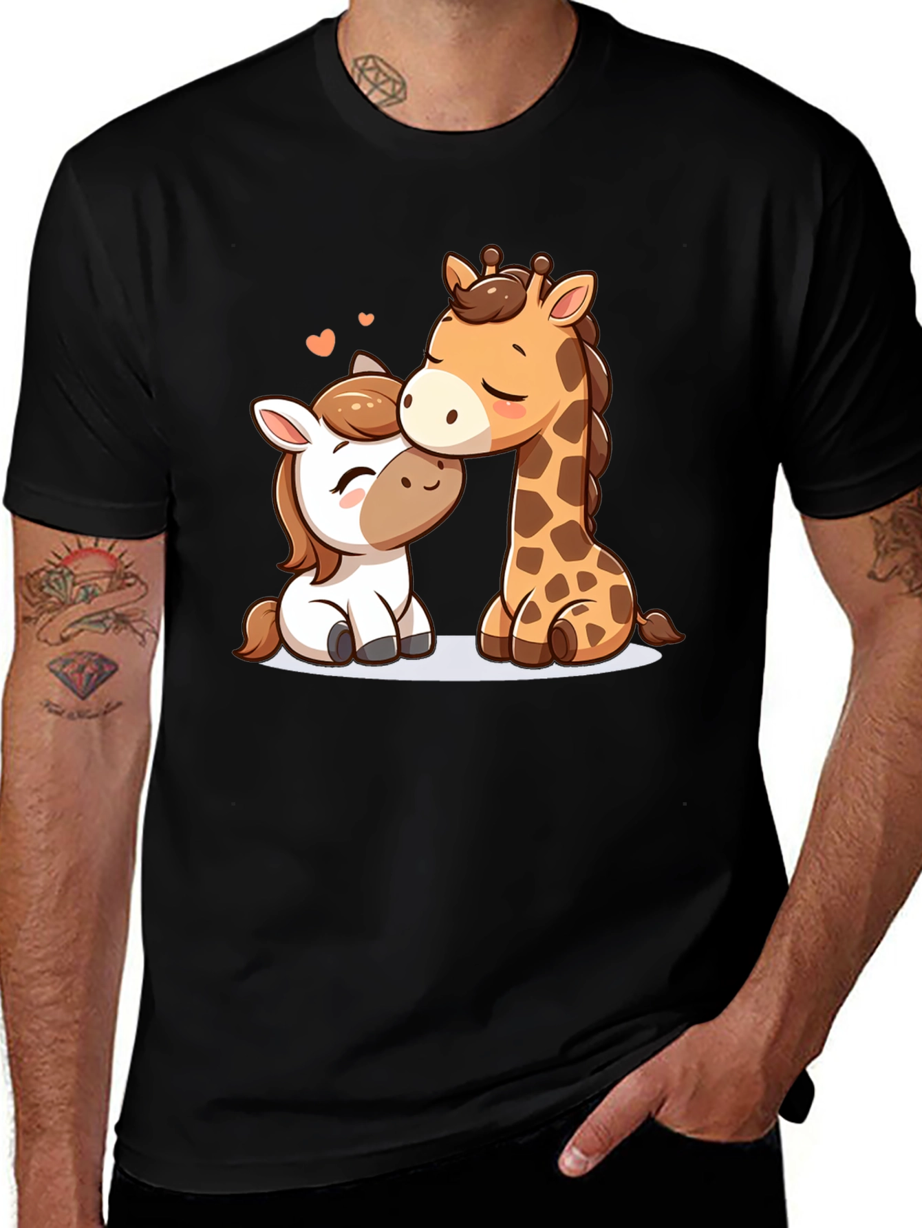 Variant 14 of Cute Cartoon Animals Black T-Shirt