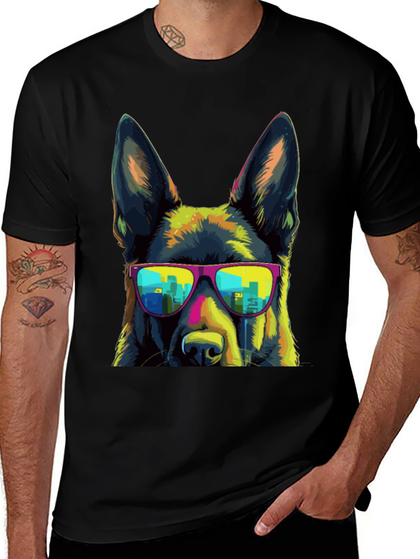 Variant 24 of Cool Dog Tee - German Shepherd with Sunglasses
