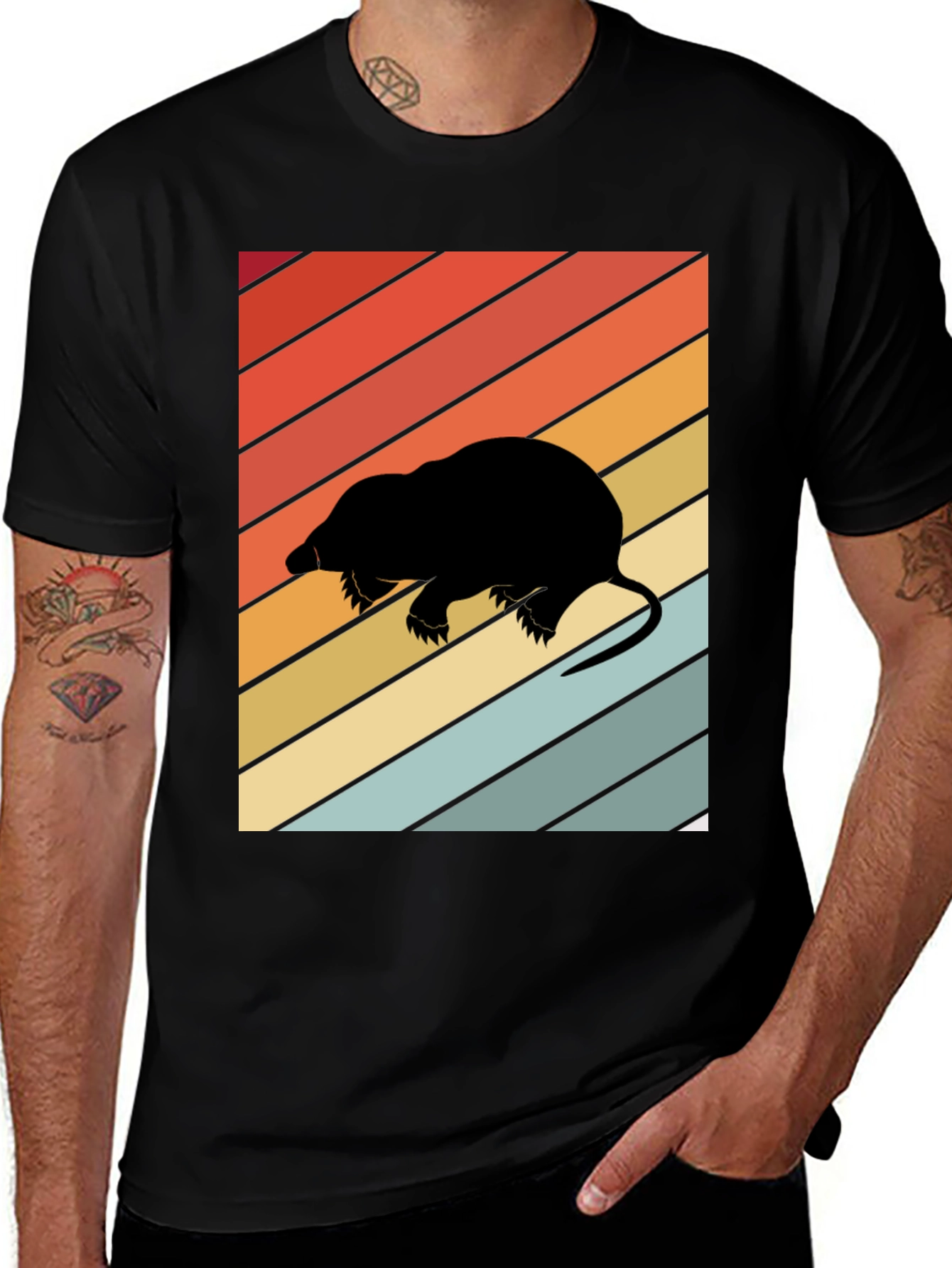 Variant 29 of Retro Mole Graphic Tee - Black Cotton T-Shirt