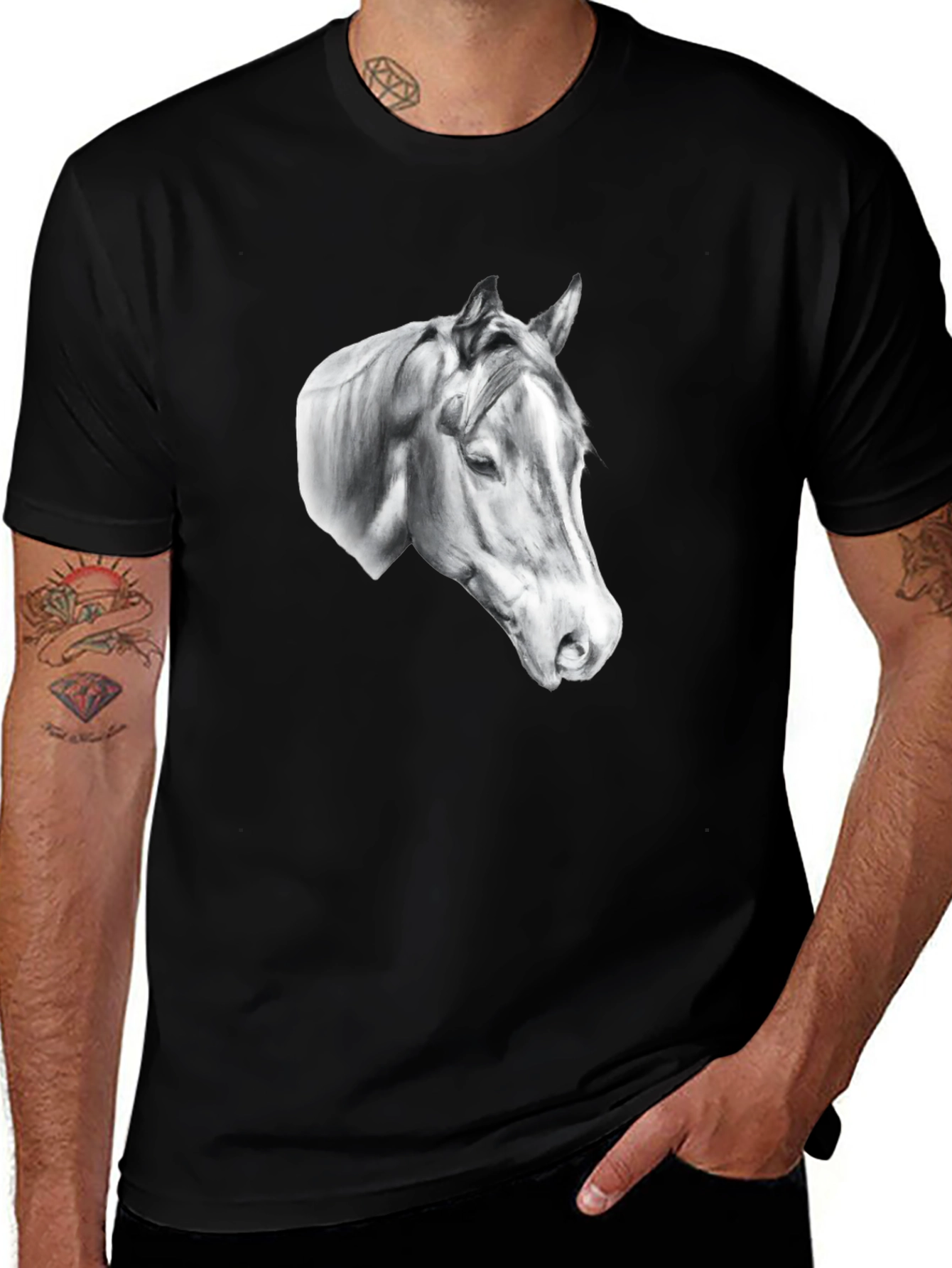 Variant 14 of Black T-Shirt with Horse Head Graphic
