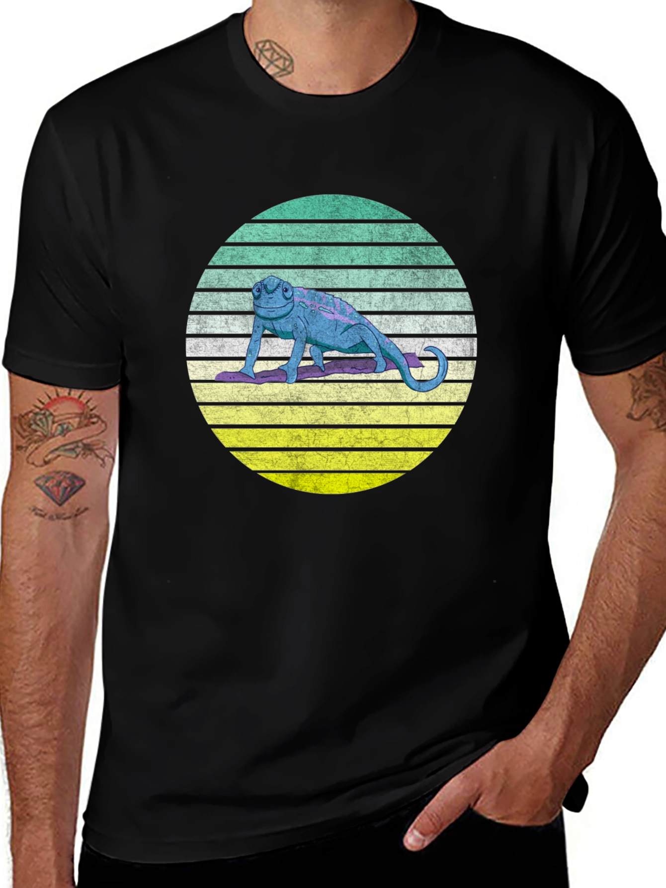 Variant 2 of Retro Chameleon Graphic Tee - Unique Design