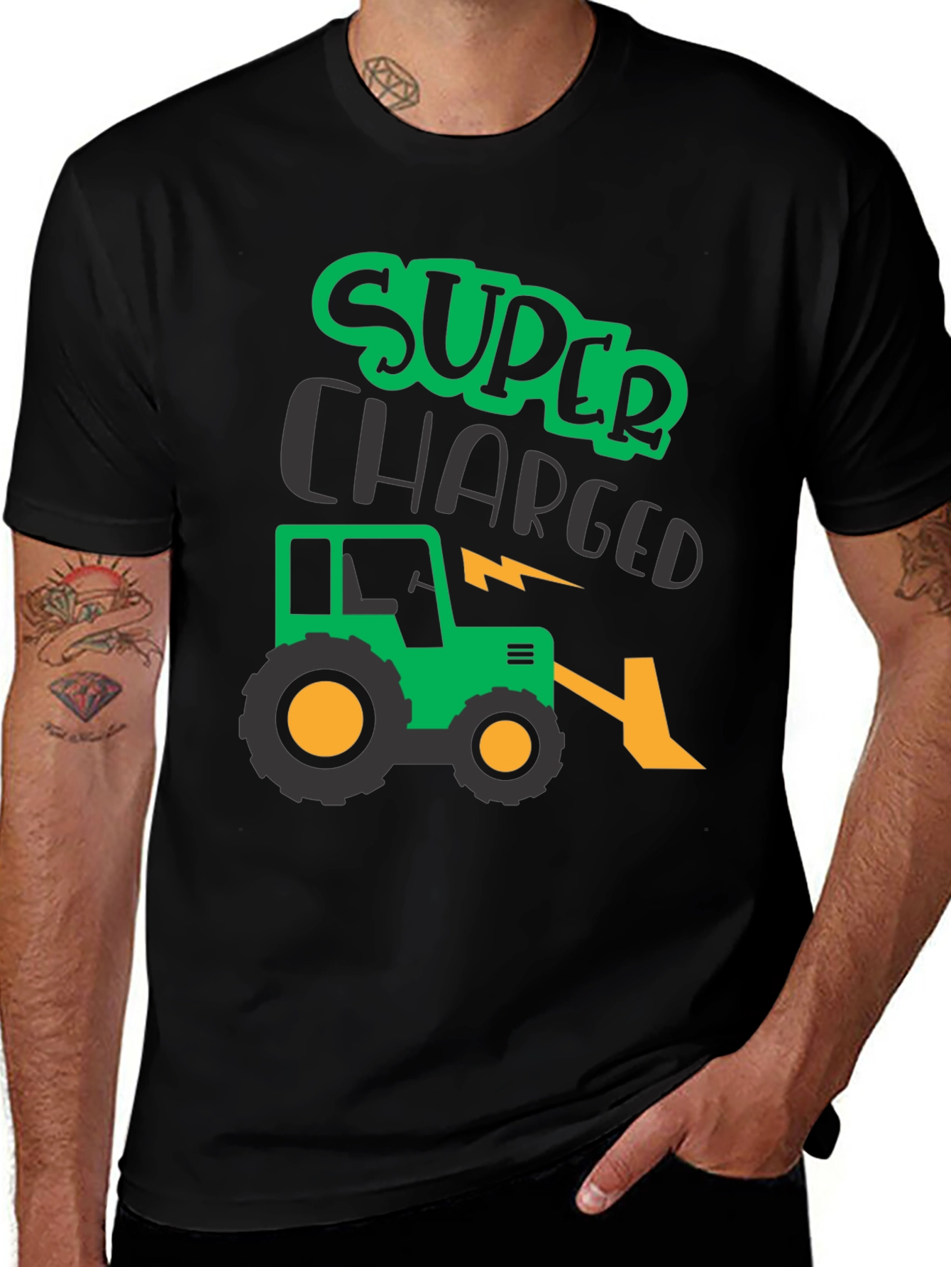 Variant 29 of Super Charged Tractor Graphic Tee - Black