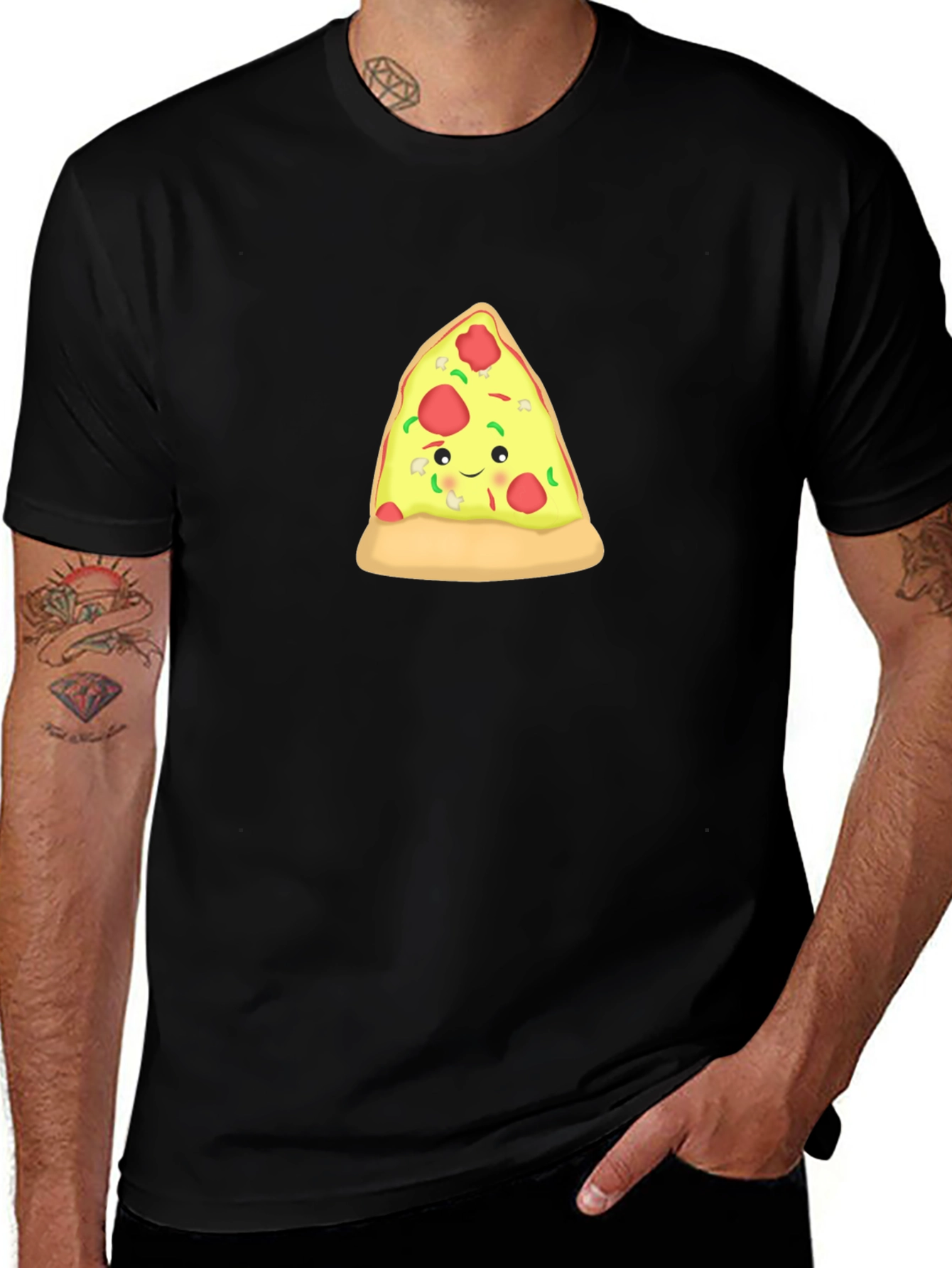 Variant 3 of Pizza Slice Graphic Tee - Casual Black T-Shirt