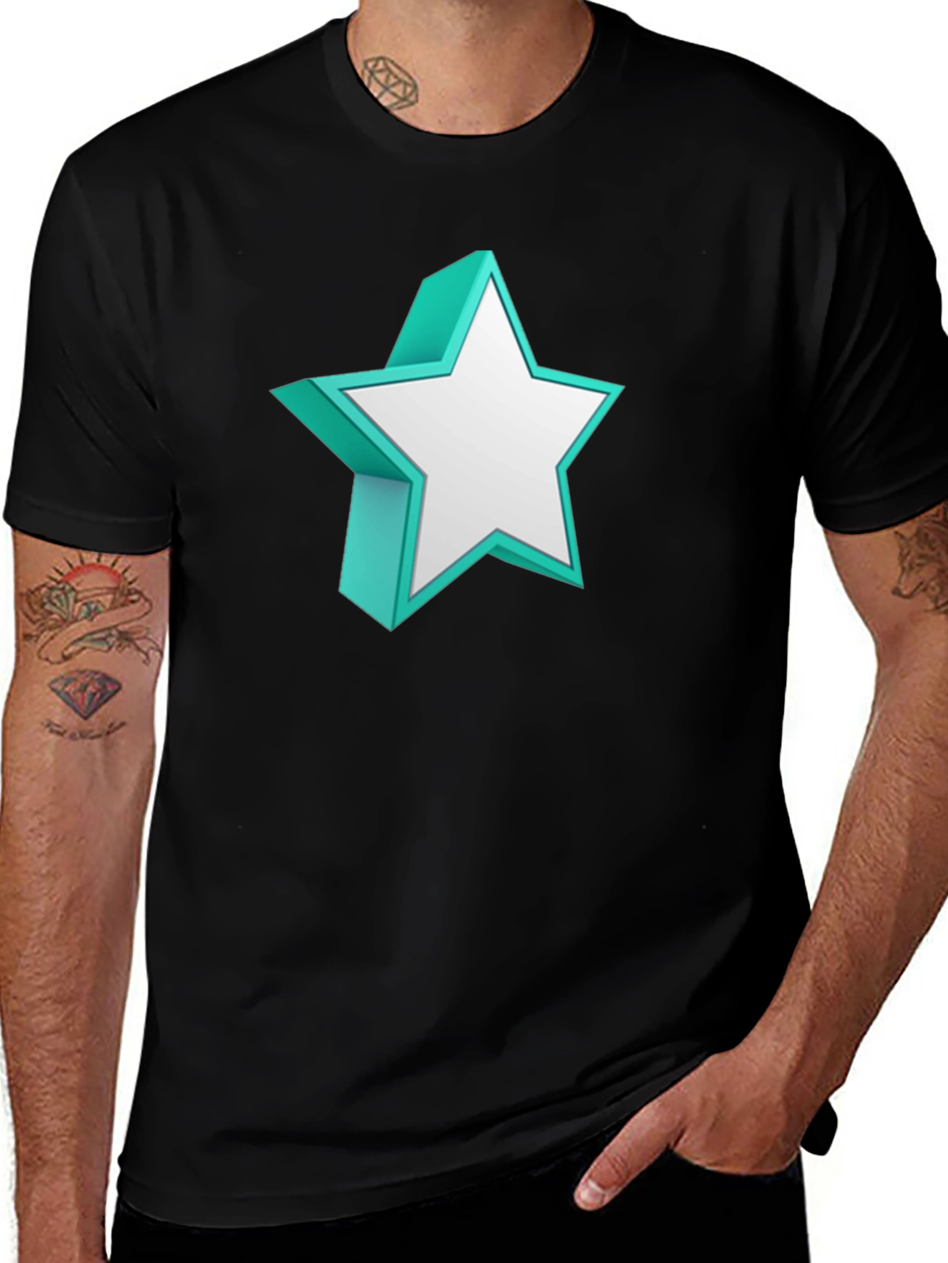 Variant 26 of 3D Star Graphic Black T-Shirt