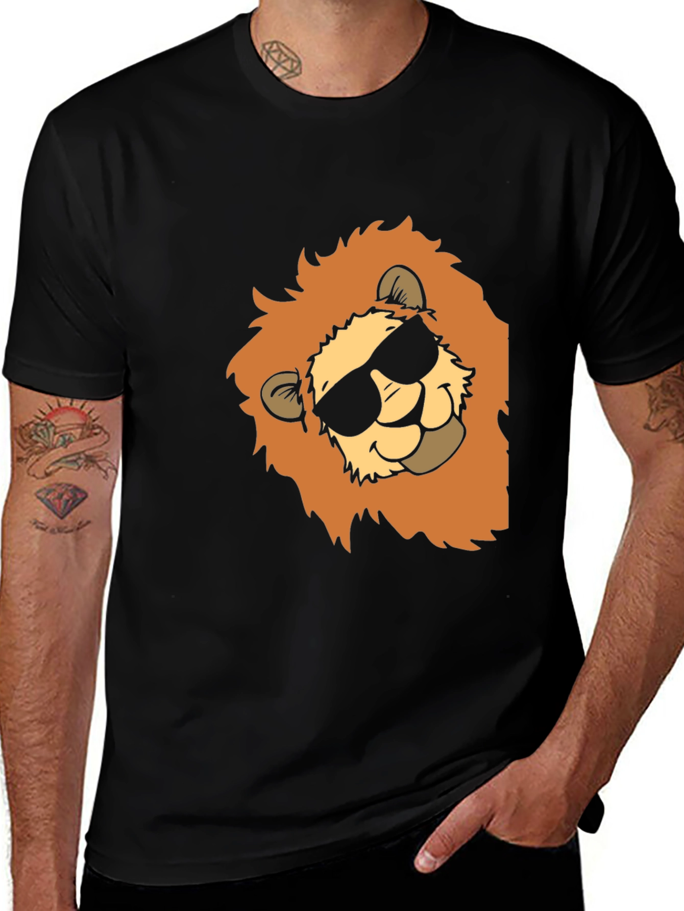 Variant 23 of Cool Lion Graphic Tee - Black Cotton Blend