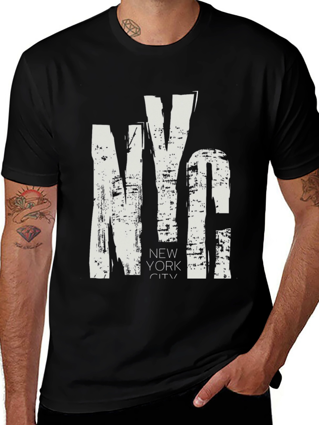 NYC Grunge Style Black T-Shirt