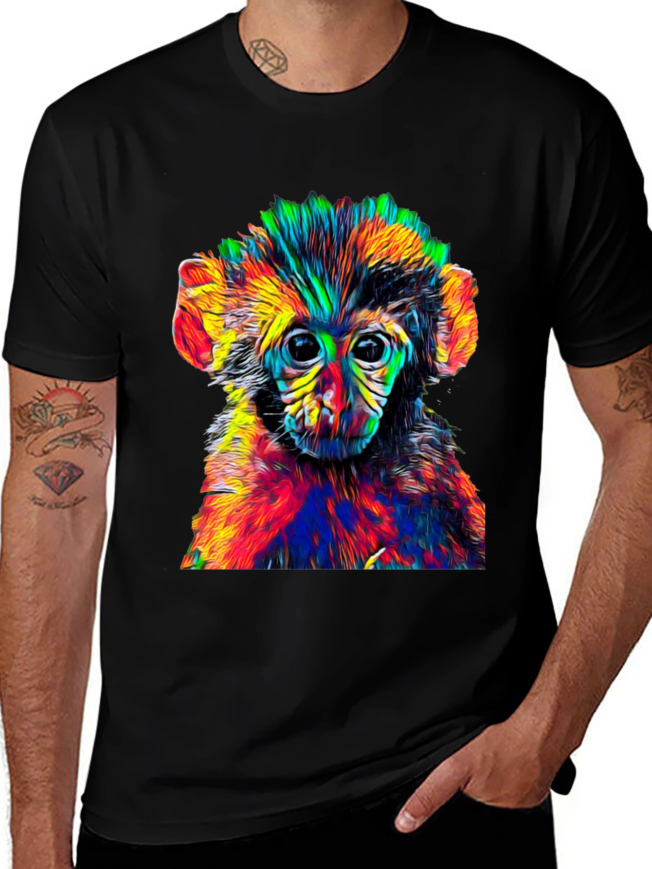 Variant 26 of Psychedelic Monkey Graphic Tee - Cool Animal Print Shirt