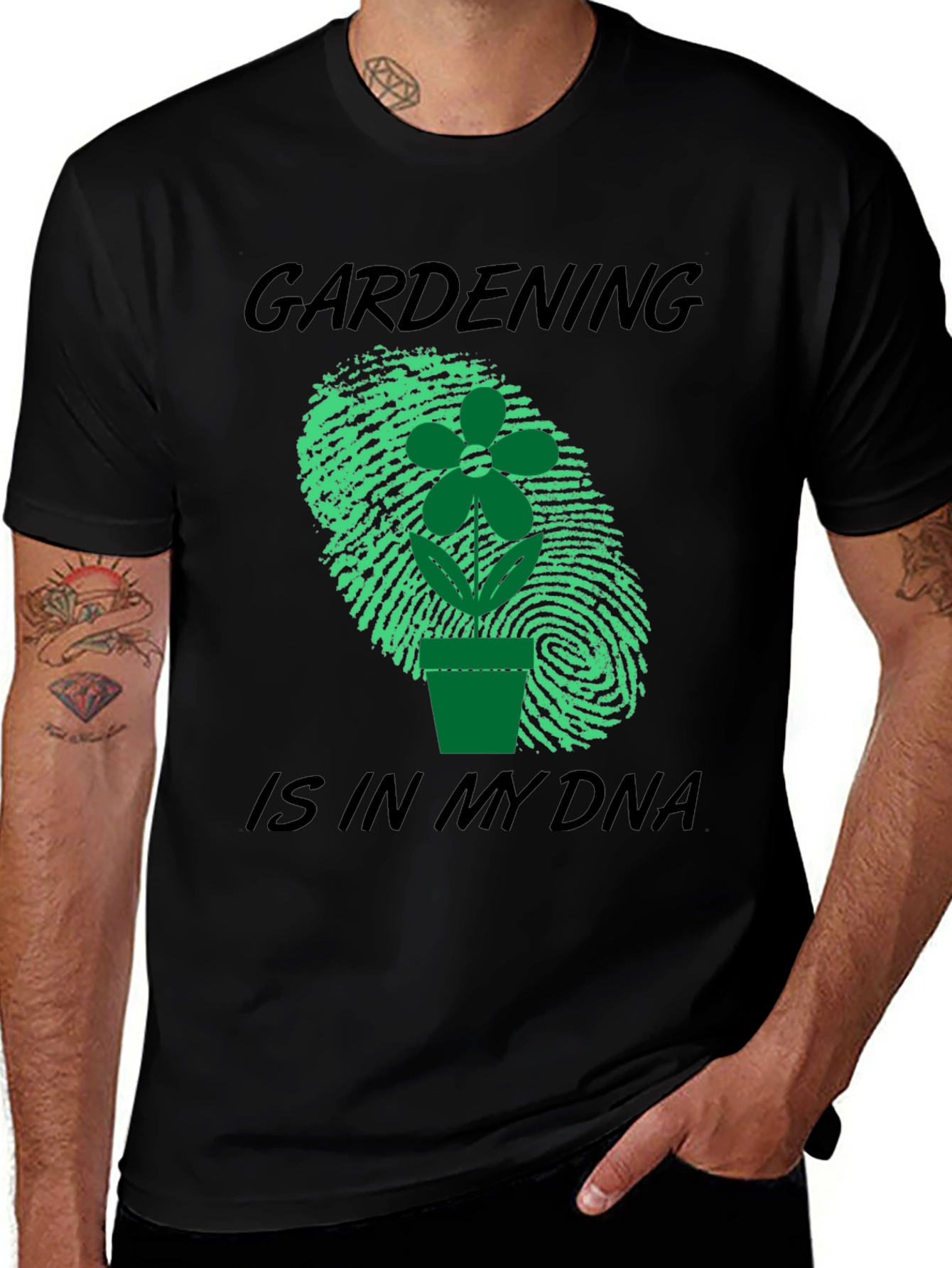 Variant 12 of Gardening DNA T-Shirt: Black Cotton Tee for Garden Lovers