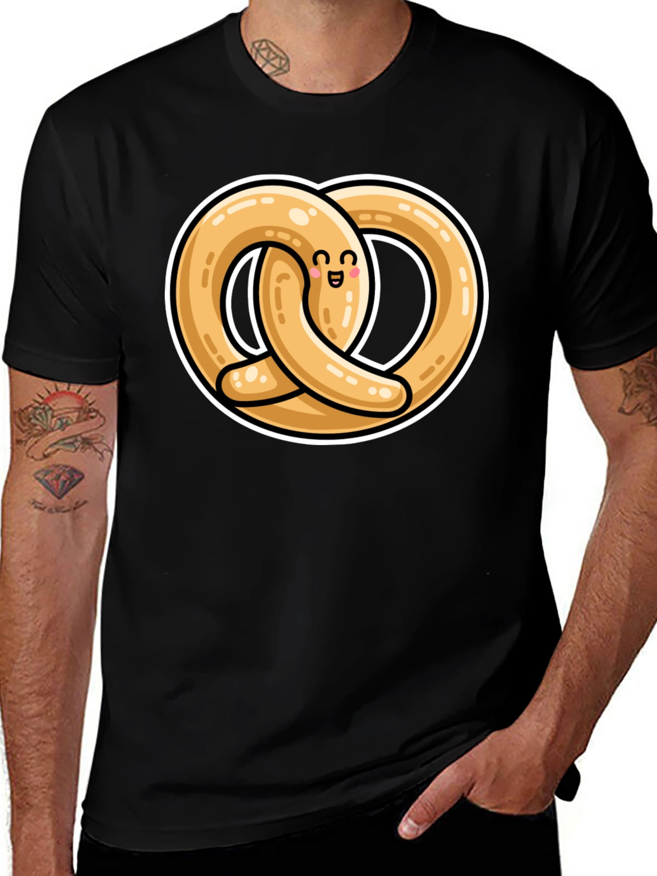 Variant 30 of Cute Pretzel Graphic Black T-Shirt