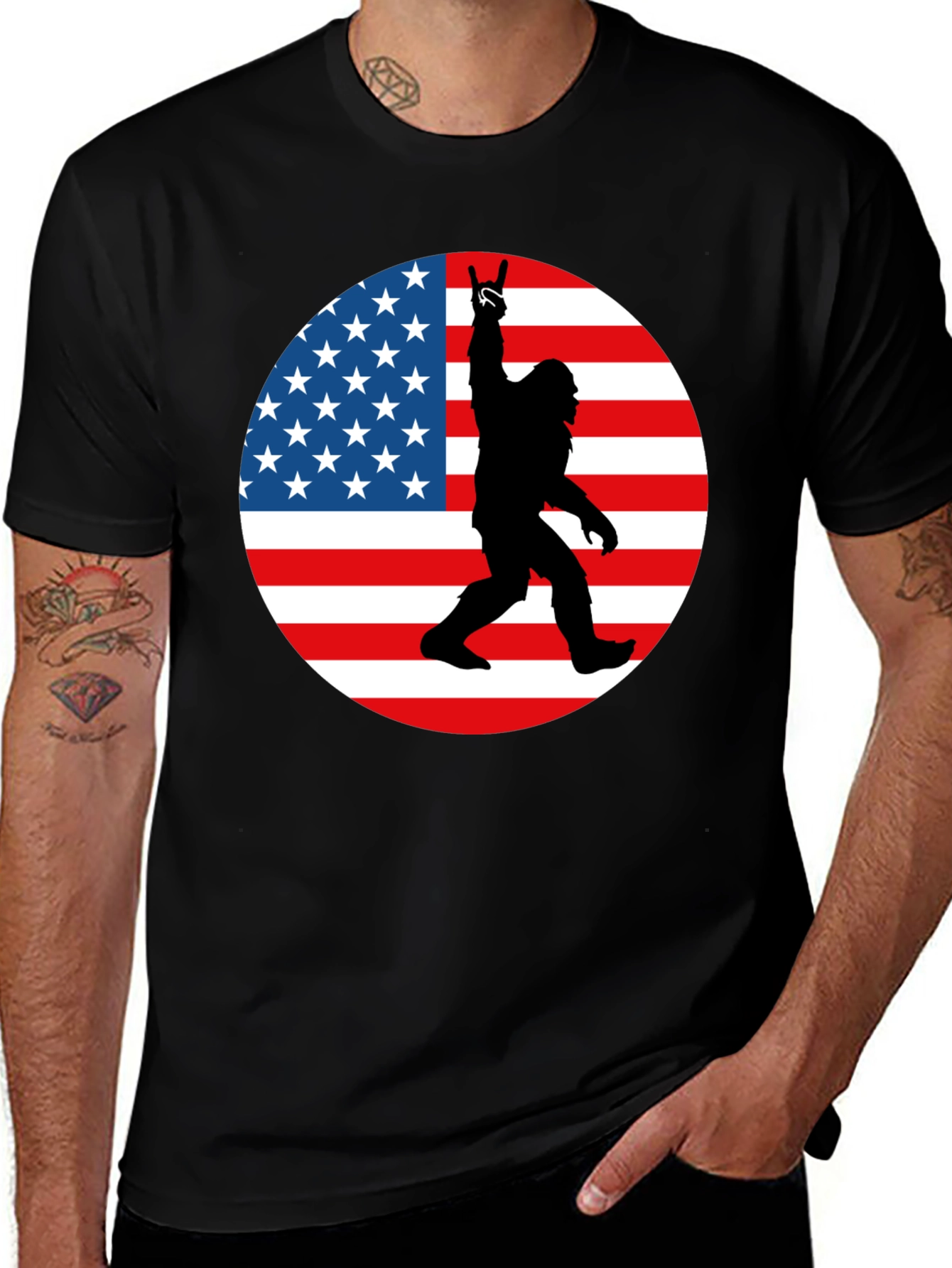 American Bigfoot T-Shirt - Patriotic Sasquatch Design