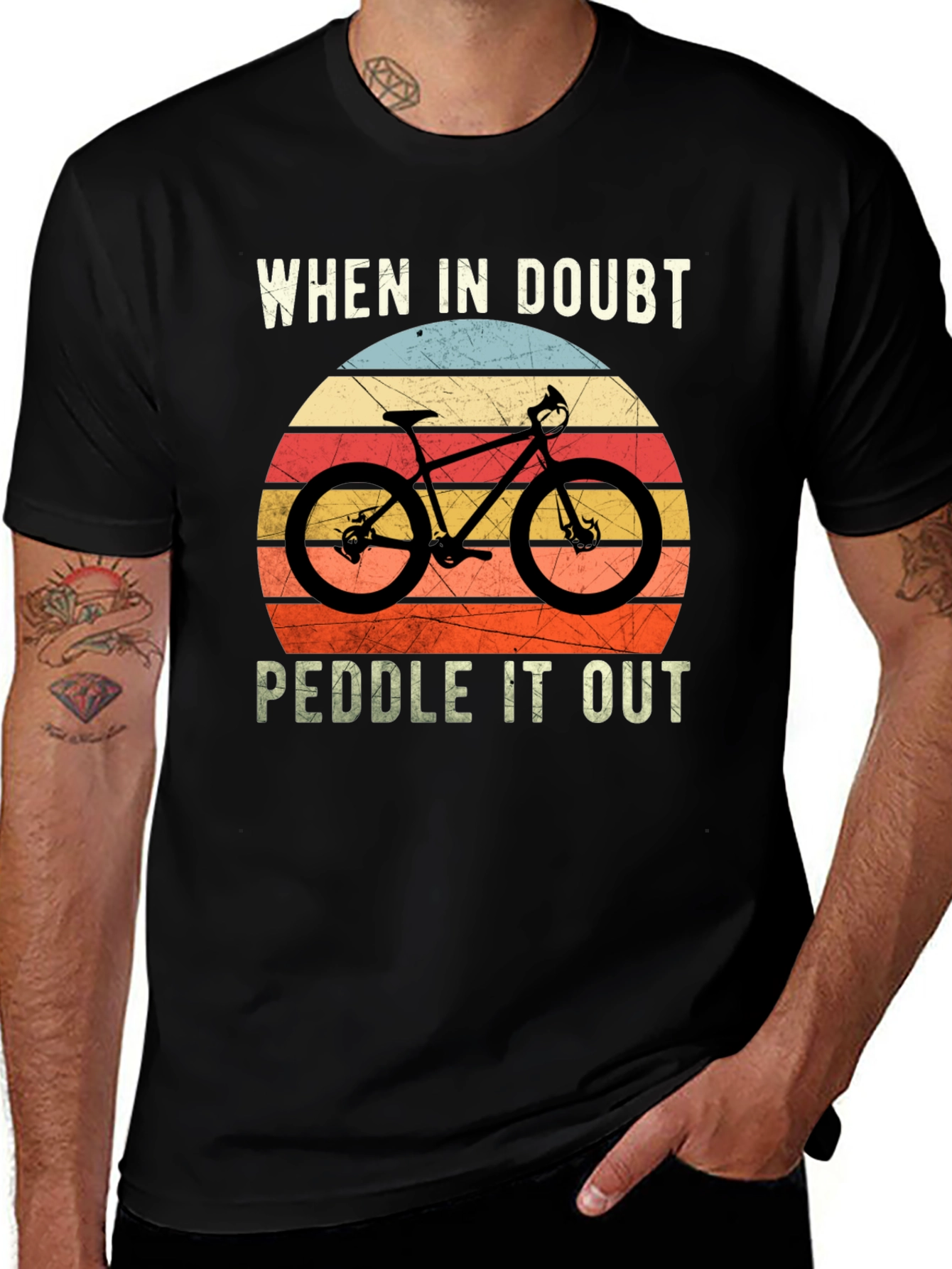 Black When In Doubt Peddle It Out T-Shirt main image
