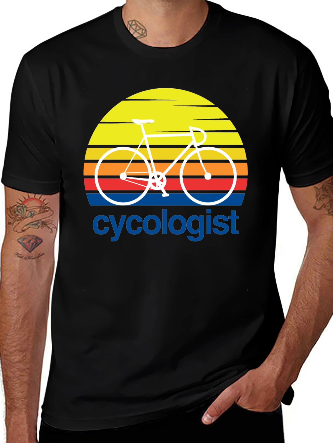 Cycologist T-Shirt - Retro Sunset Bicycle Design