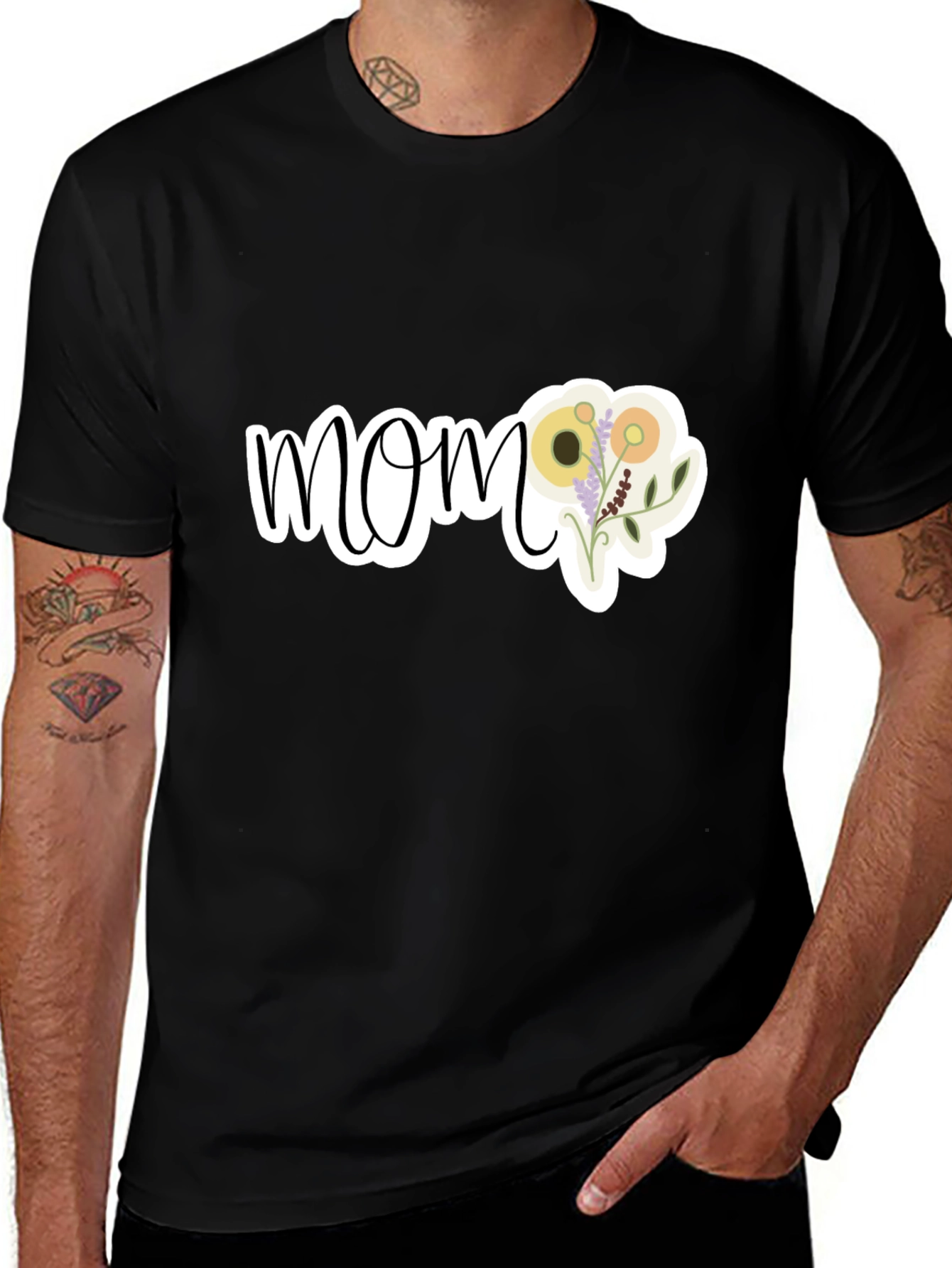 Variant 6 of Floral Mom Graphic T-Shirt - Black