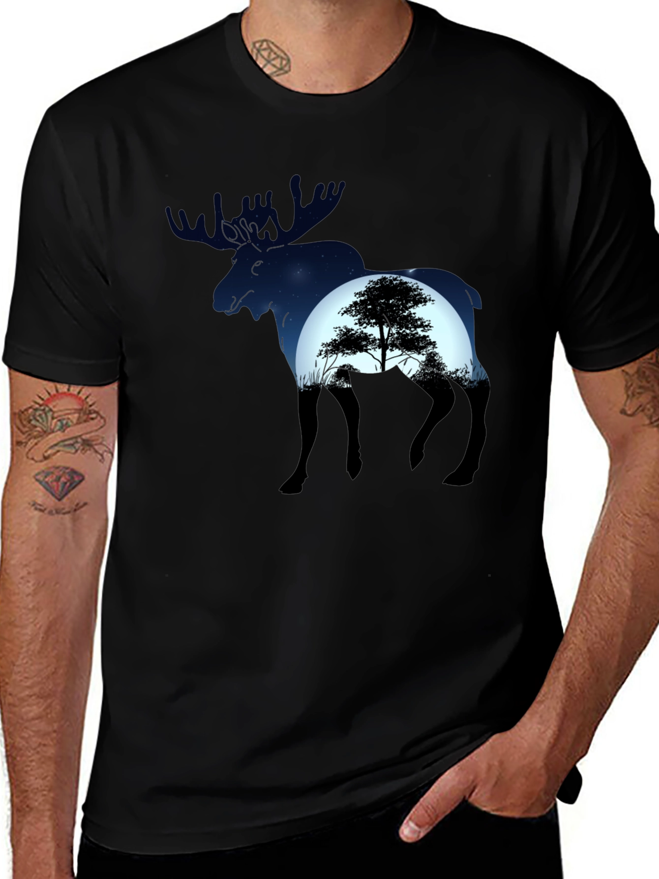 Variant 25 of Moose Silhouette Graphic Tee - Nature Lover's T-Shirt
