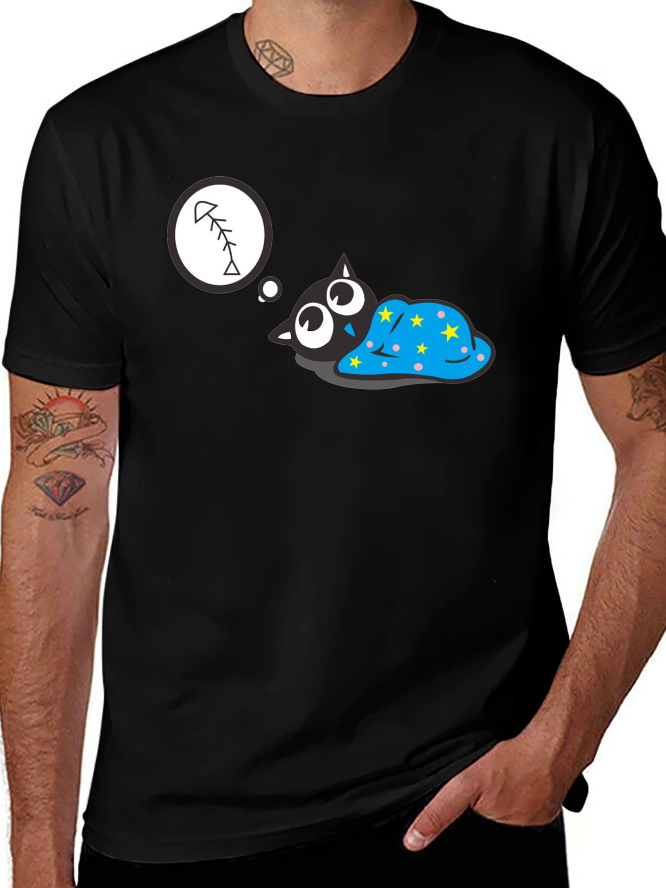 Variant 10 of Dreaming Cat T-Shirt - Fish Bone Wish