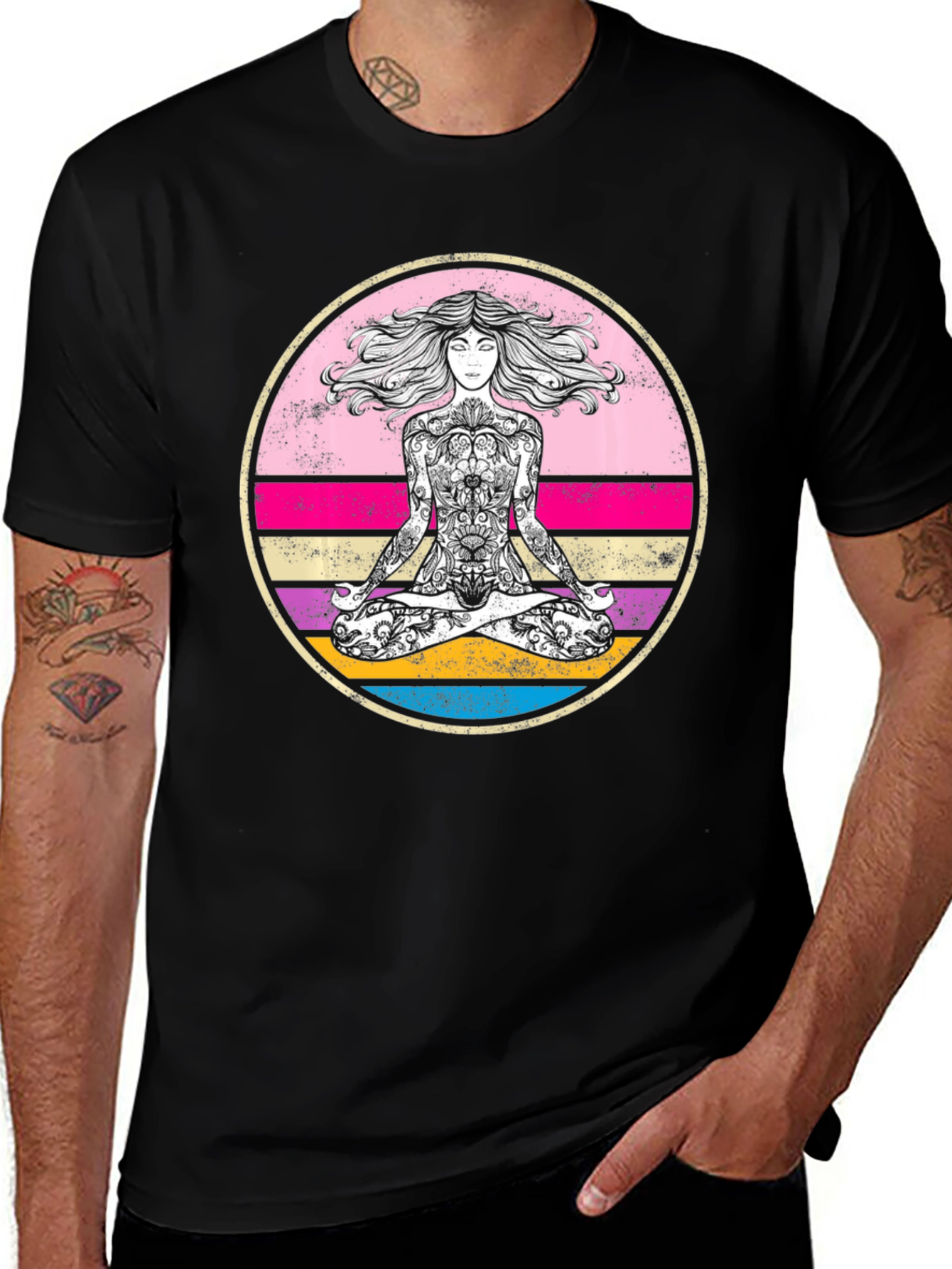 Variant 26 of Yoga Meditation Tattoo Art Graphic T-Shirt