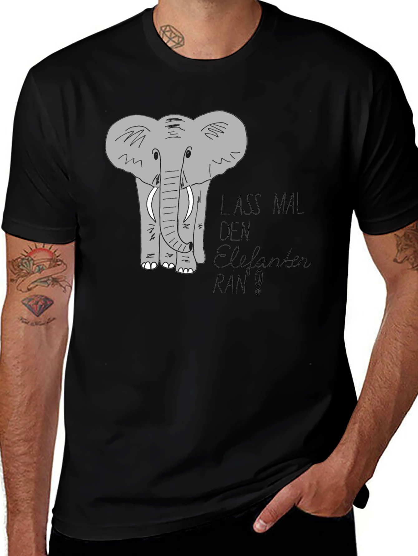 Variant 27 of Elephant Graphic Tee - Lass Mal Den Elefanten Ran! T-Shirt