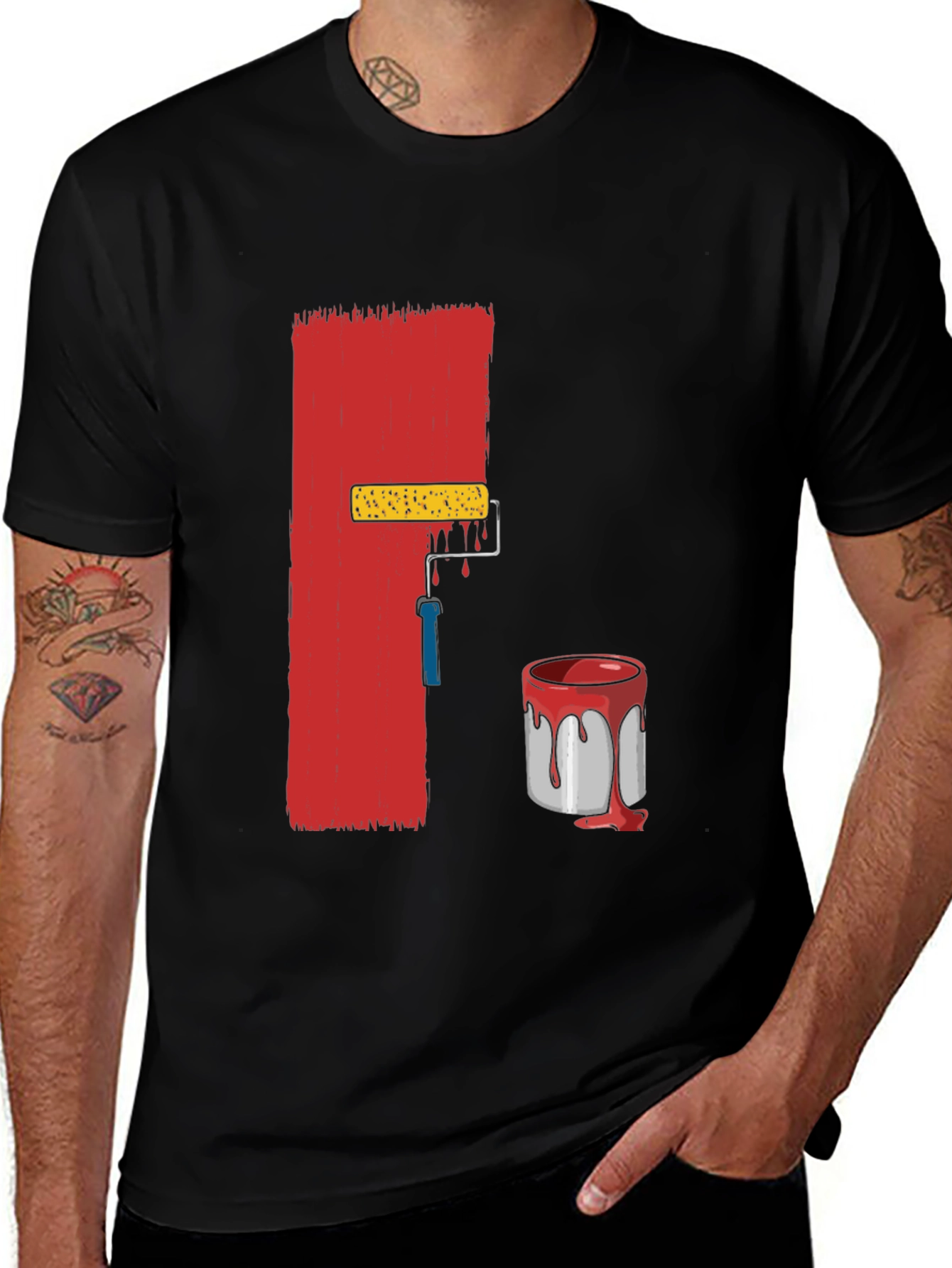 Variant 23 of Painter T-Shirt - Red Paint Roller Graphic Tee