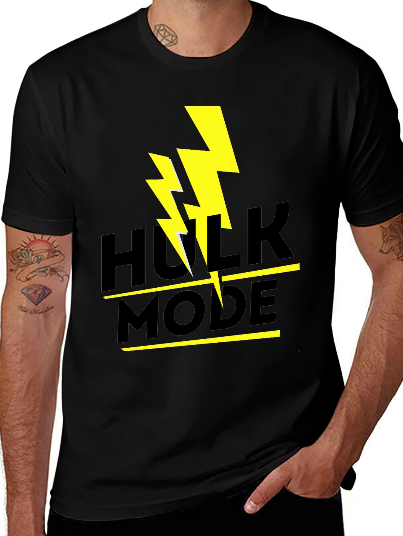 Variant 24 of Hulk Mode Black T-Shirt - Lightning Graphic Tee