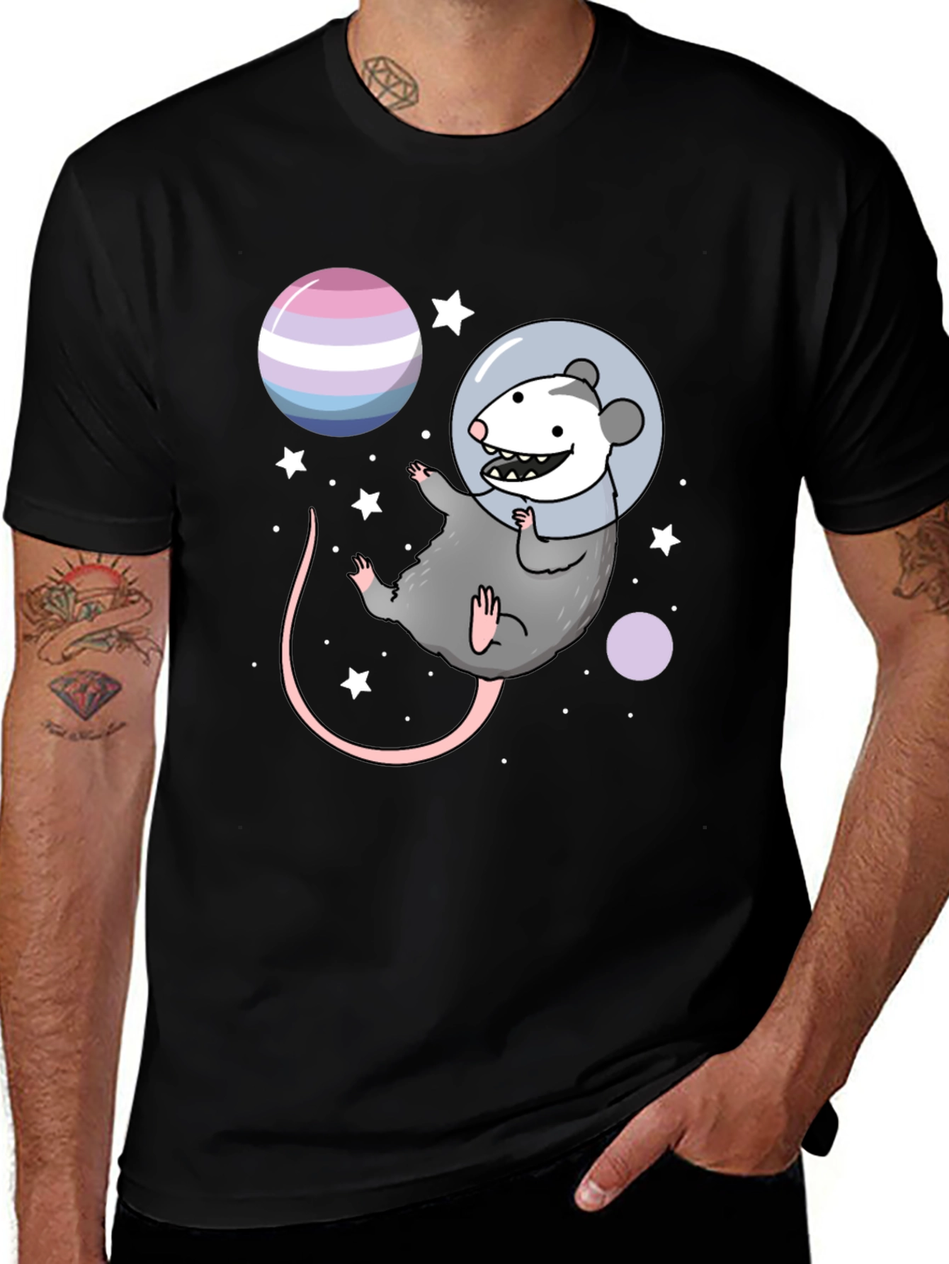Variant 13 of Cosmic Opossum T-Shirt - Space Adventurer Tee