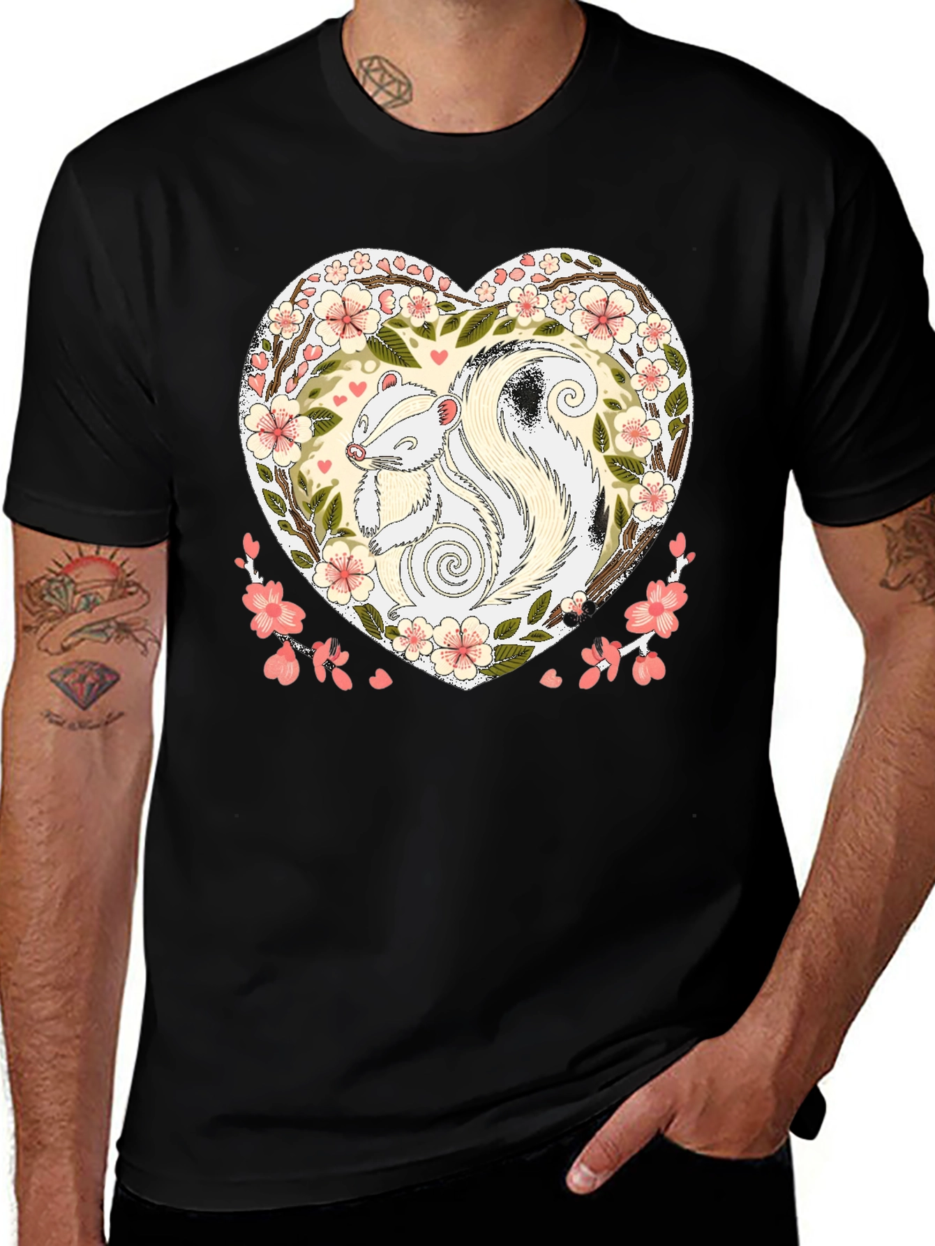 Variant 19 of Skunk Heart Graphic Tee - Cute Animal Shirt
