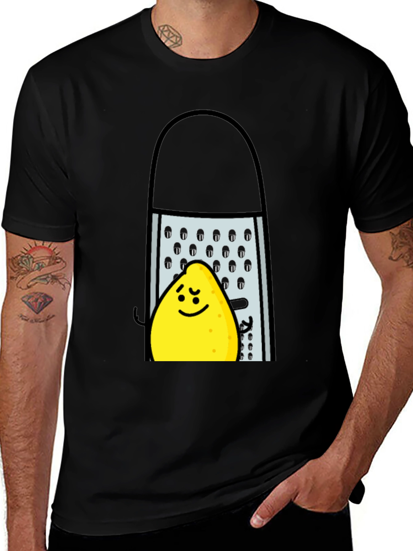 Variant 30 of Funny Grated Lemon T-Shirt - Black Cotton Tee