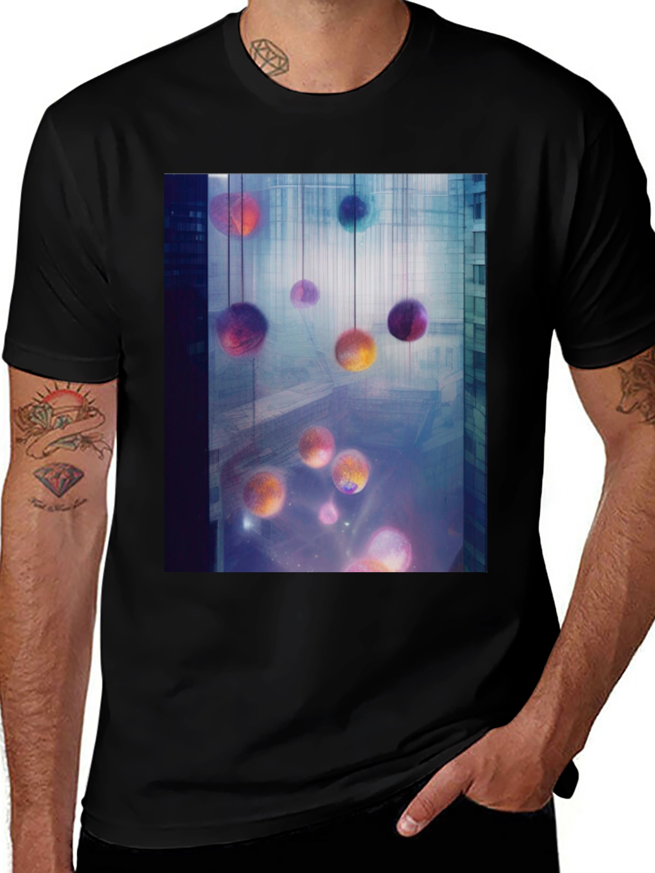 Variant 10 of Abstract Planetarium Black Tee
