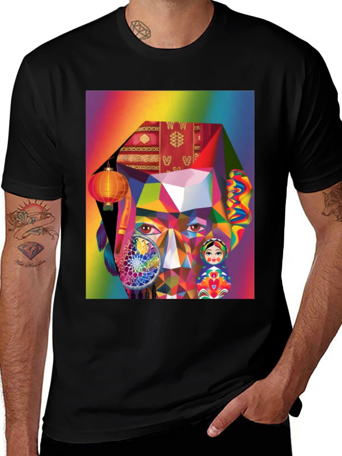 Variant 25 of Colorful Geometric Face Graphic Tee