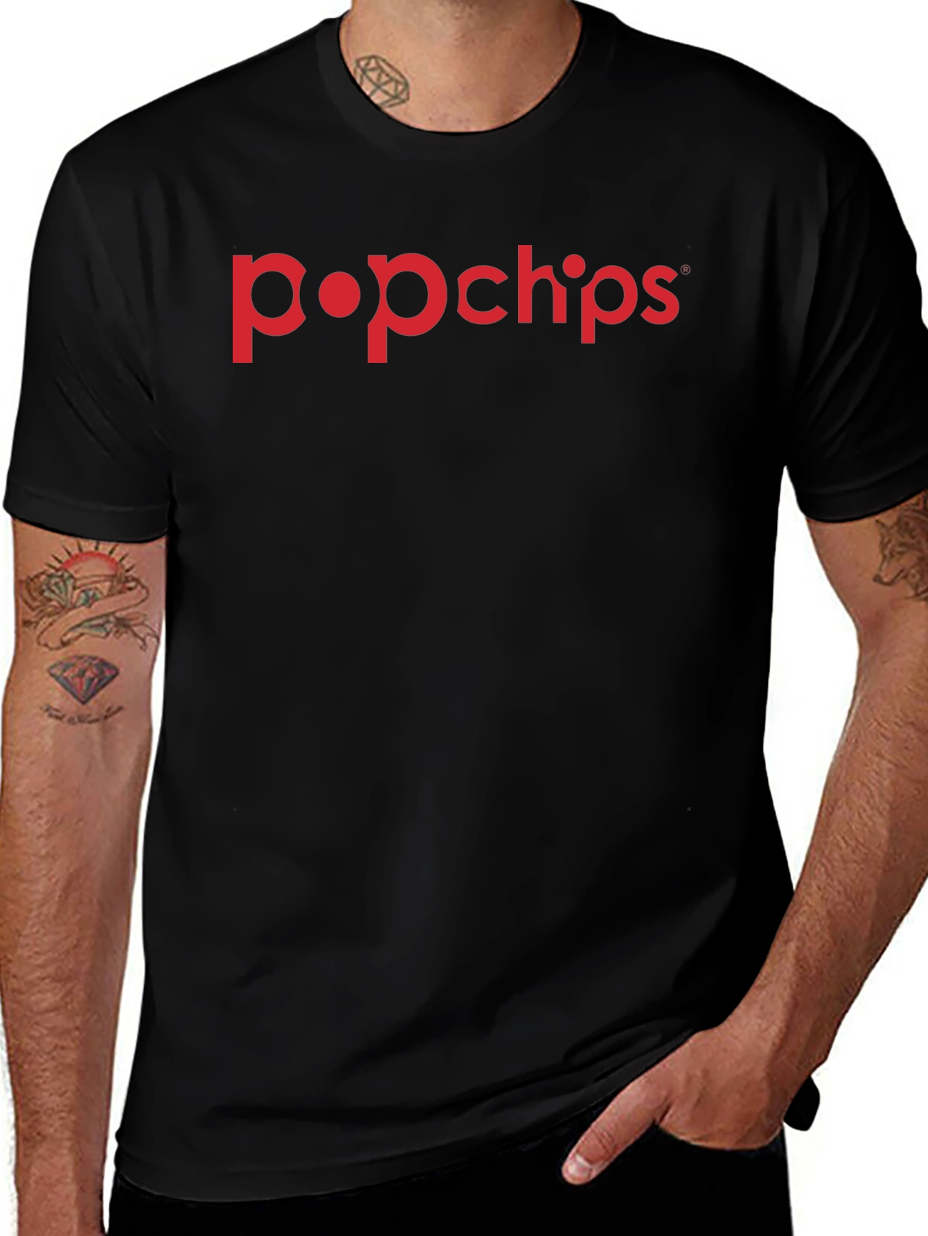 Popchips Logo Black T-Shirt - Casual Wear