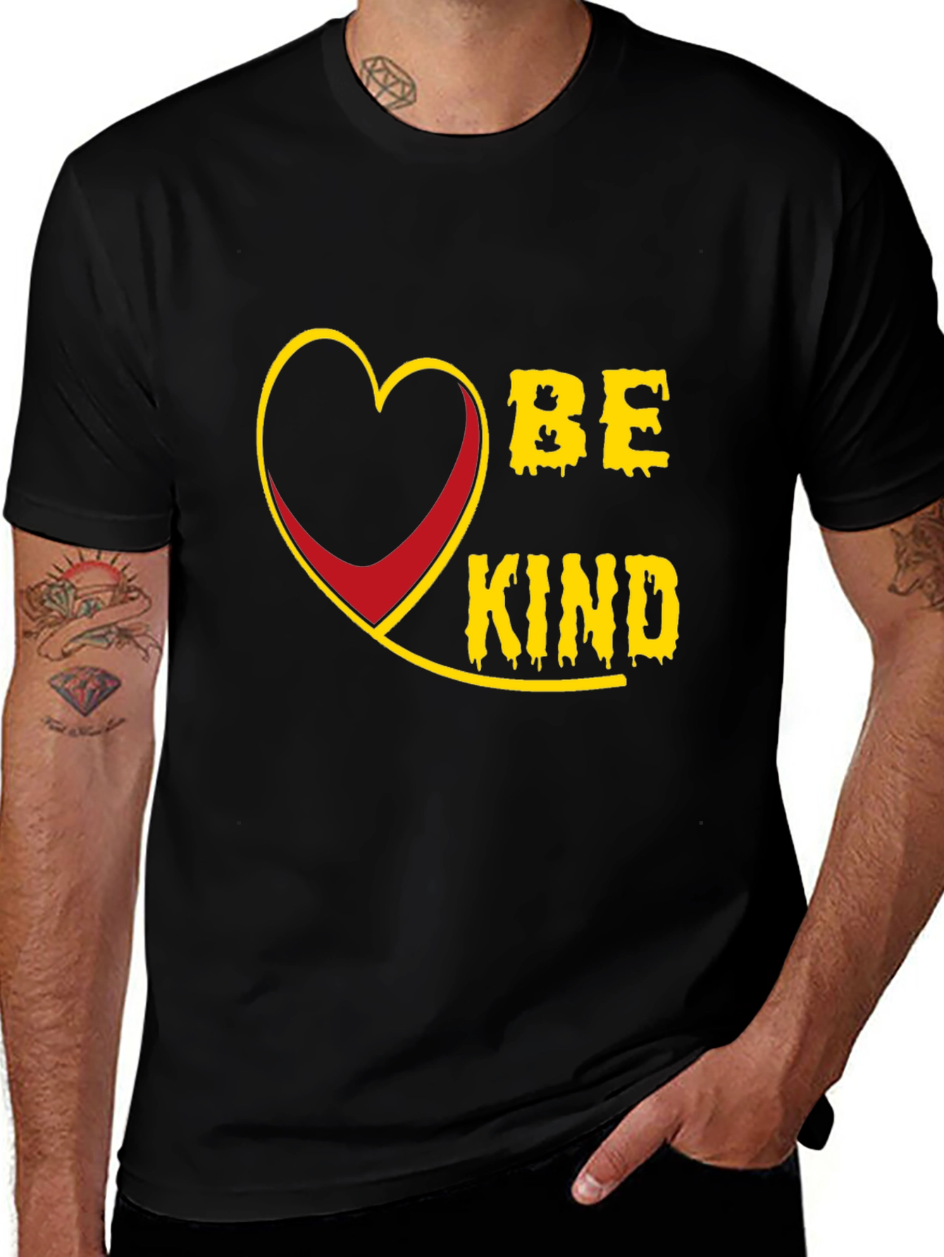 Variant 8 of Be Kind T-Shirt - Heart Design Black Tee