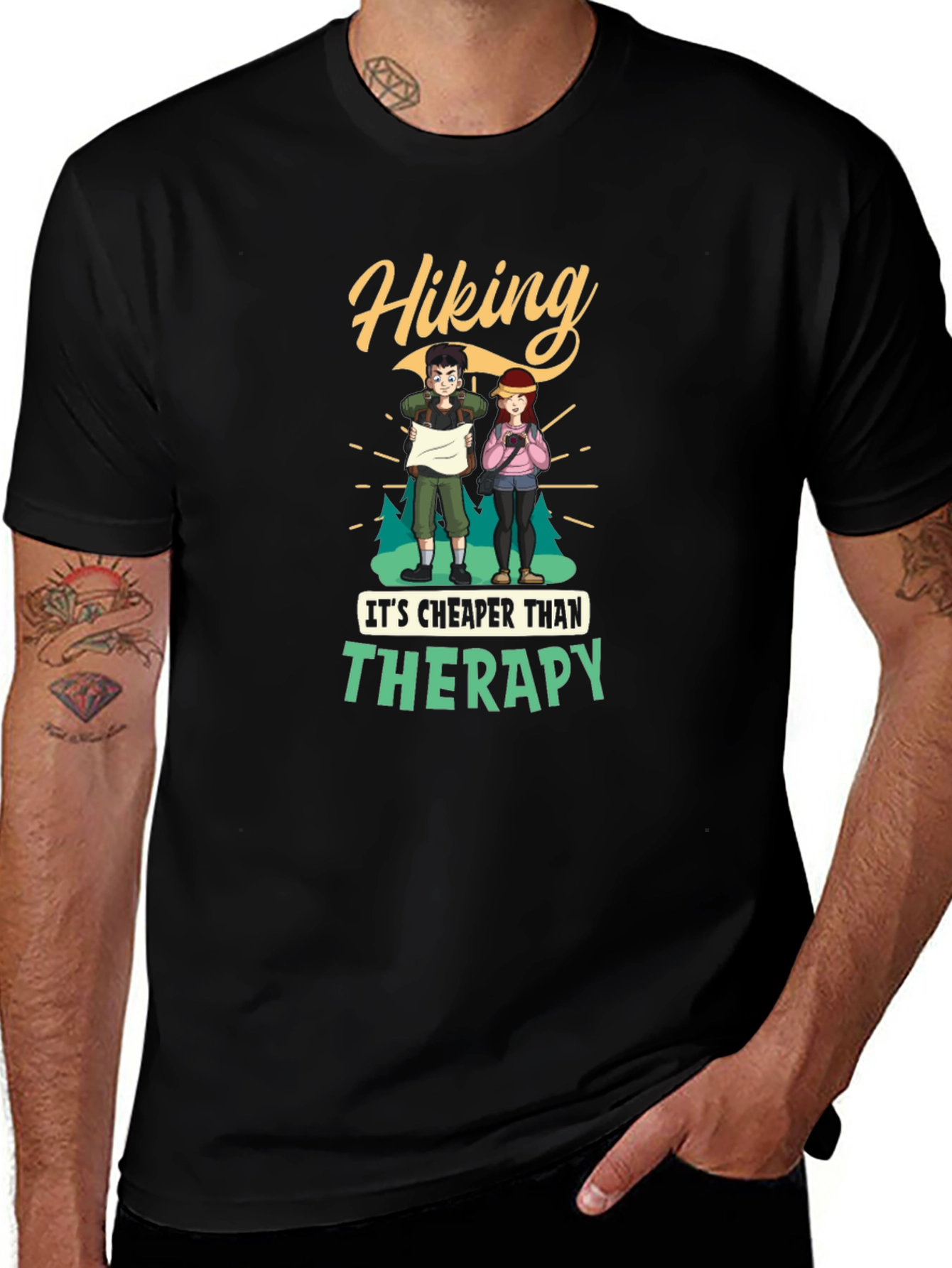 Variant 29 of Hiking Cheaper Than Therapy Graphic Tee