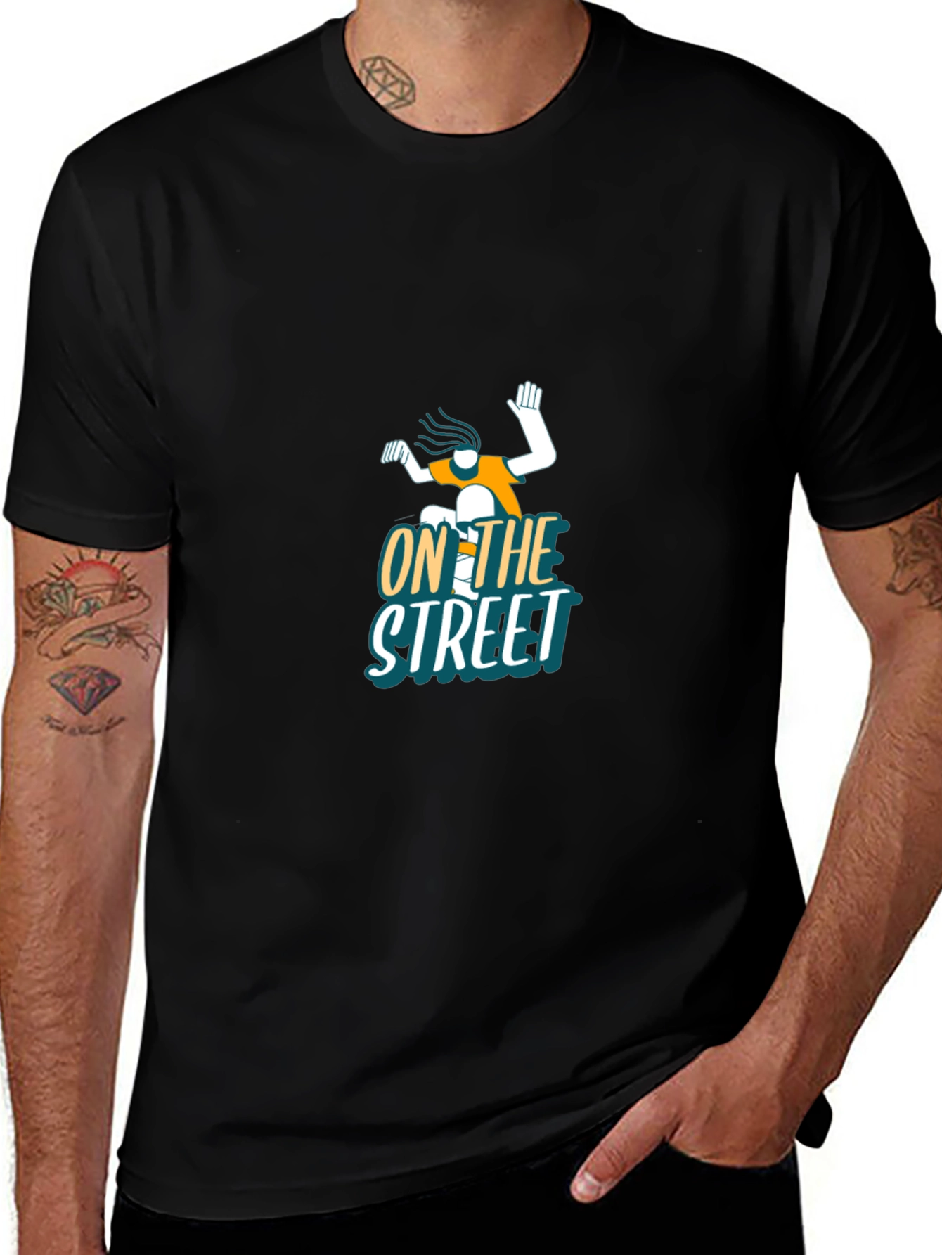 Black Cool 'On The Street' Graphic Black T-Shirt main image