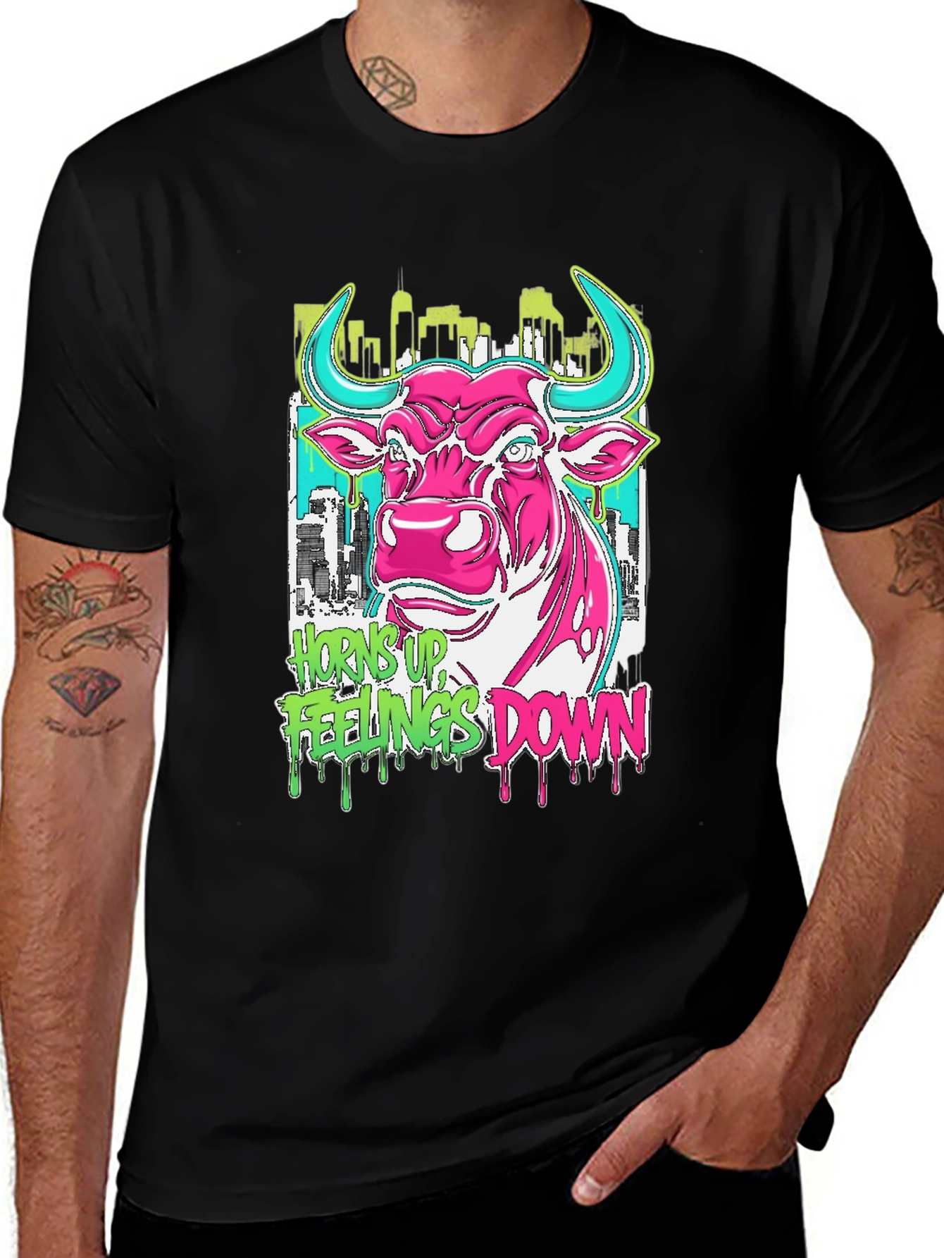 Variant 13 of Horns Up Feelings Down Graphic Tee