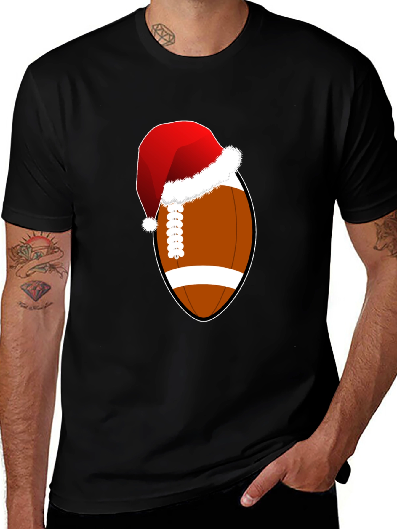 Variant 14 of Festive Football Santa Hat T-Shirt