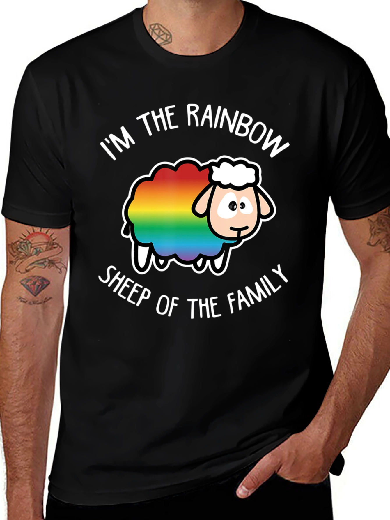 Variant 27 of Rainbow Sheep Graphic Tee - Pride Apparel