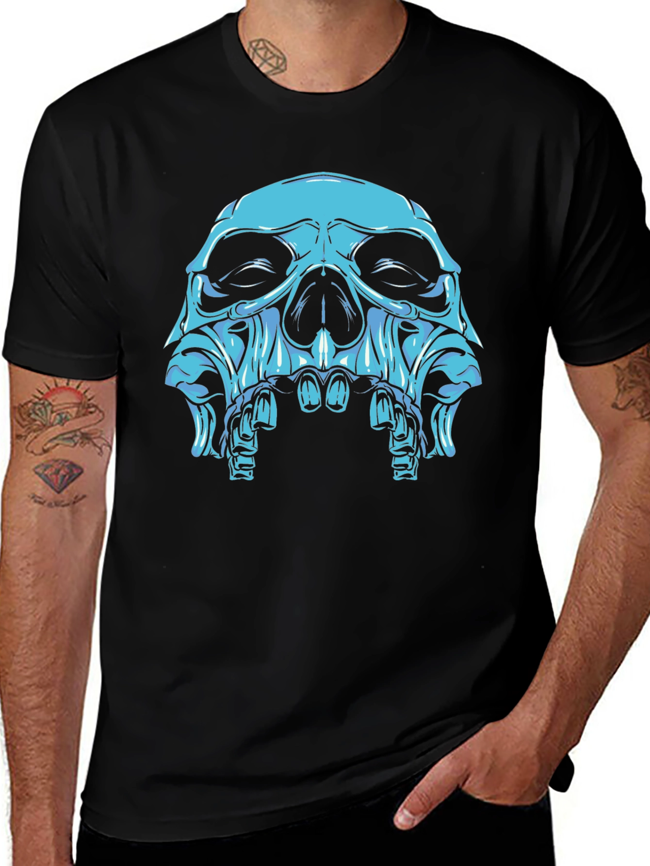 Variant 8 of Blue Skull Graphic Print T-Shirt - Modern Streetwear