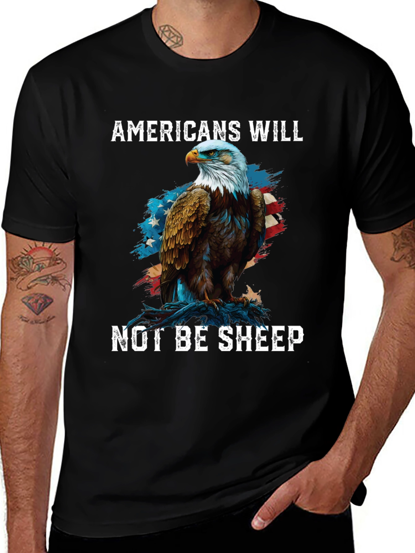 Variant 19 of Americans Will Not Be Sheep Eagle Graphic Tee
