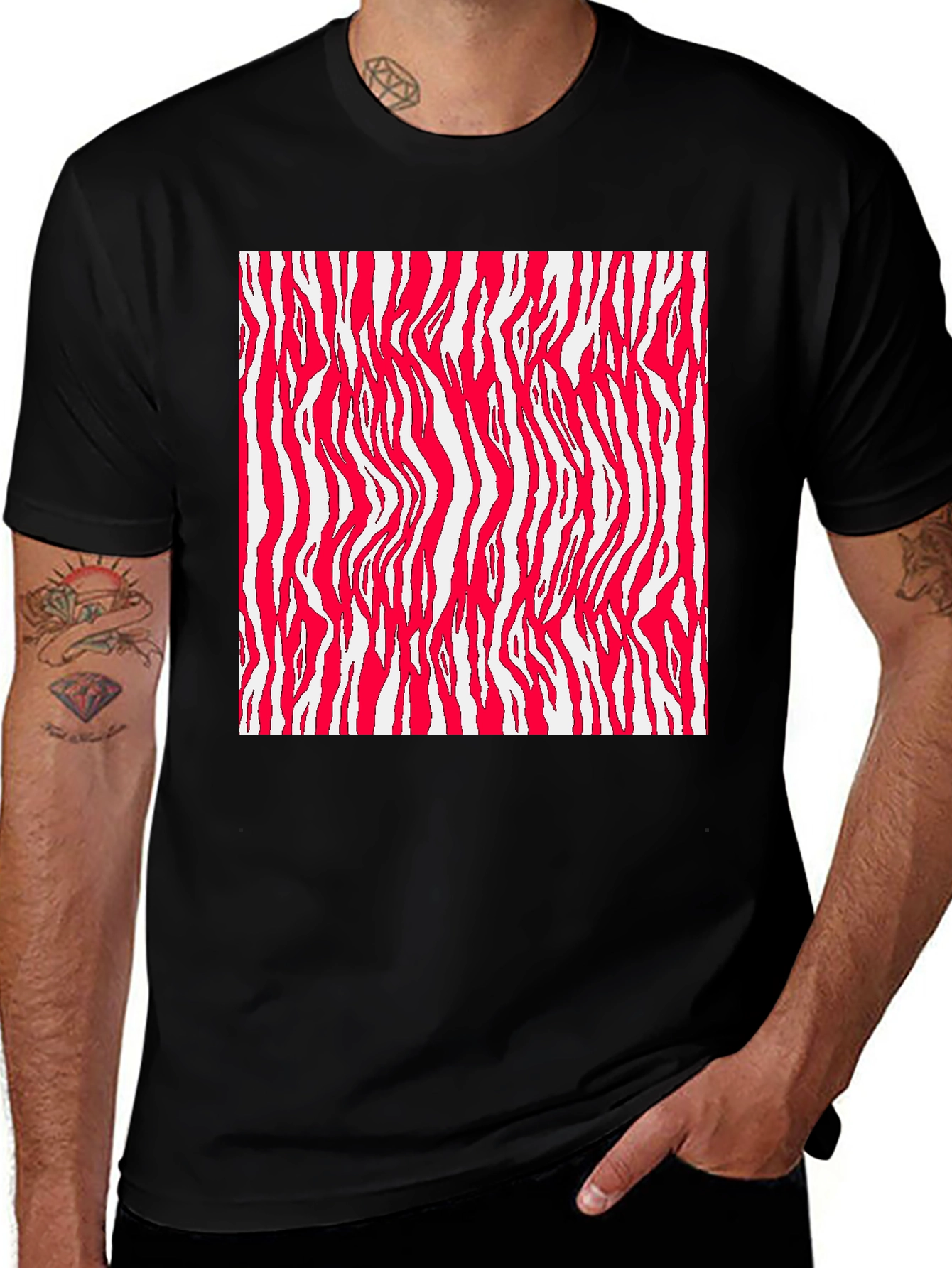 Variant 10 of Bold Zebra Stripe Graphic Tee - Modern Black T-Shirt