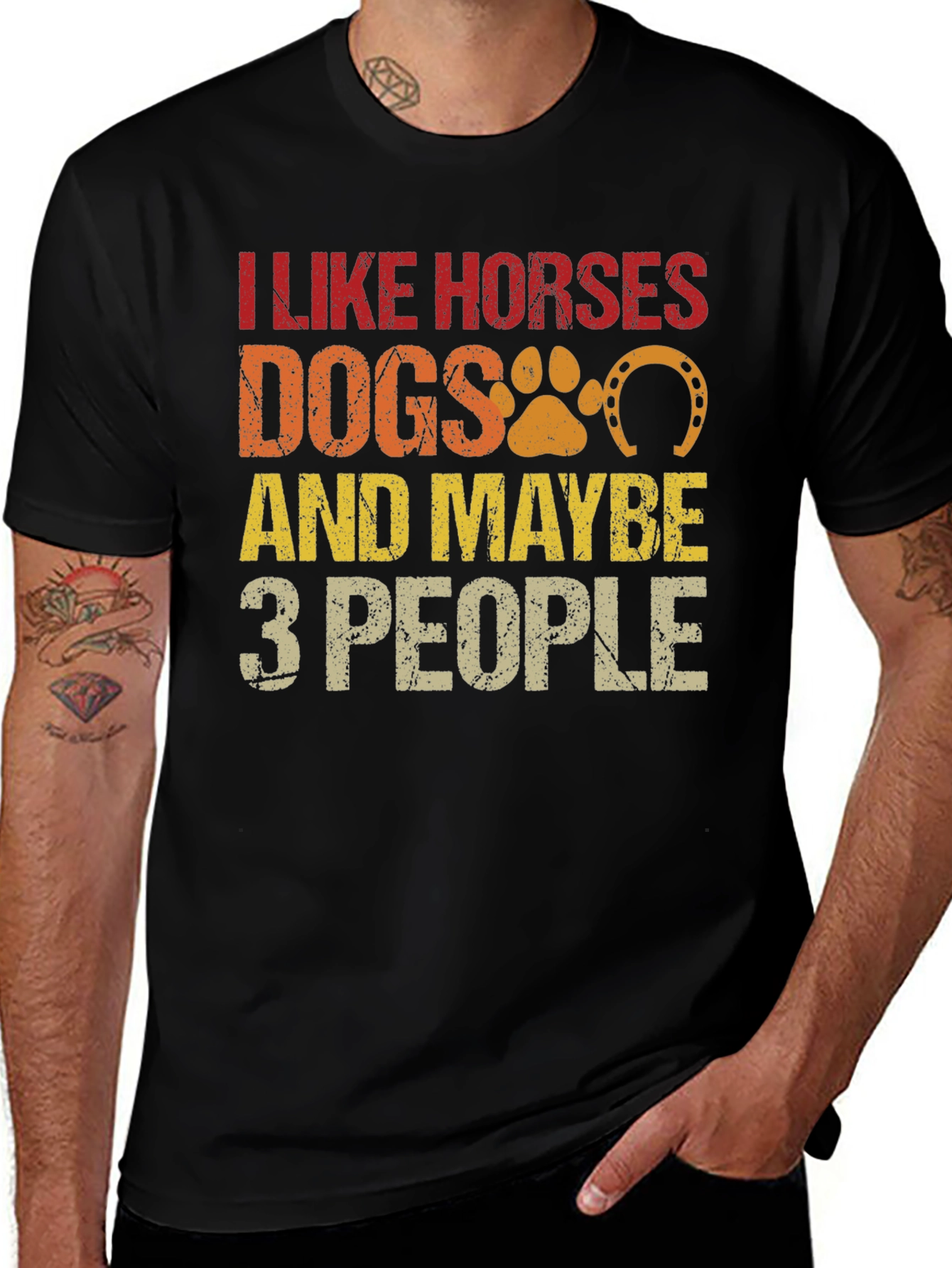 Variant 15 of I Like Horses Dogs & Maybe 3 People Graphic T-Shirt