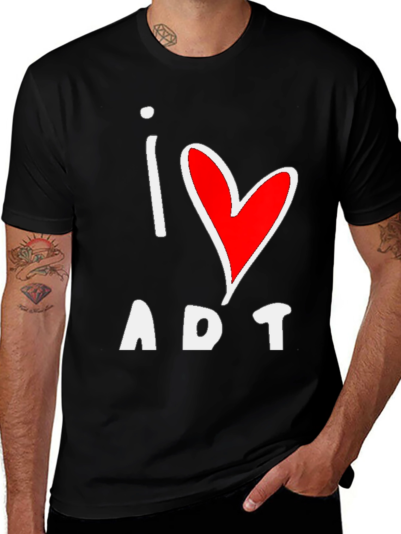 Variant 5 of I Love Art T-Shirt - Black Cotton Graphic Tee
