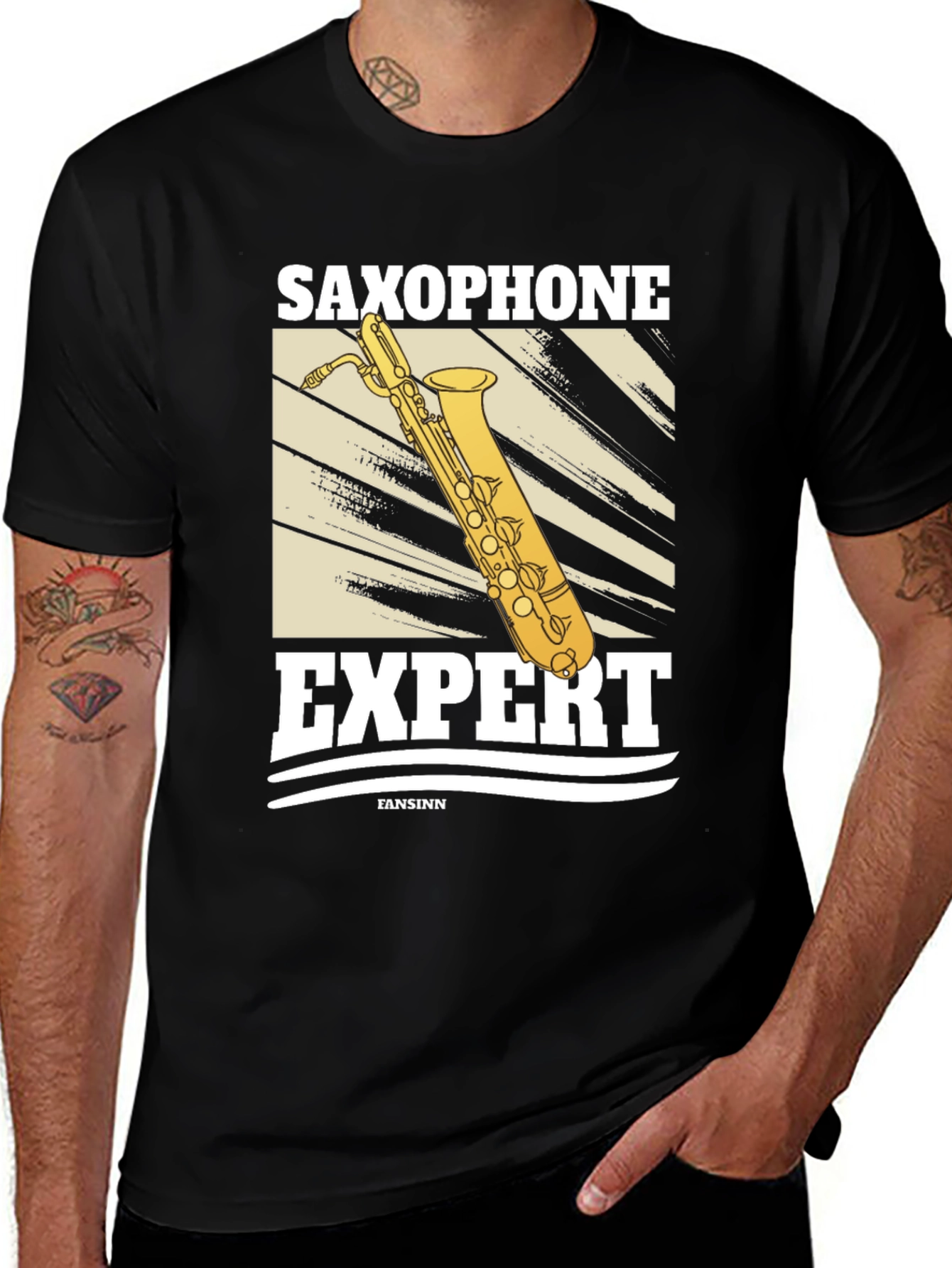 Black Saxophone Expert Graphic T-Shirt main image