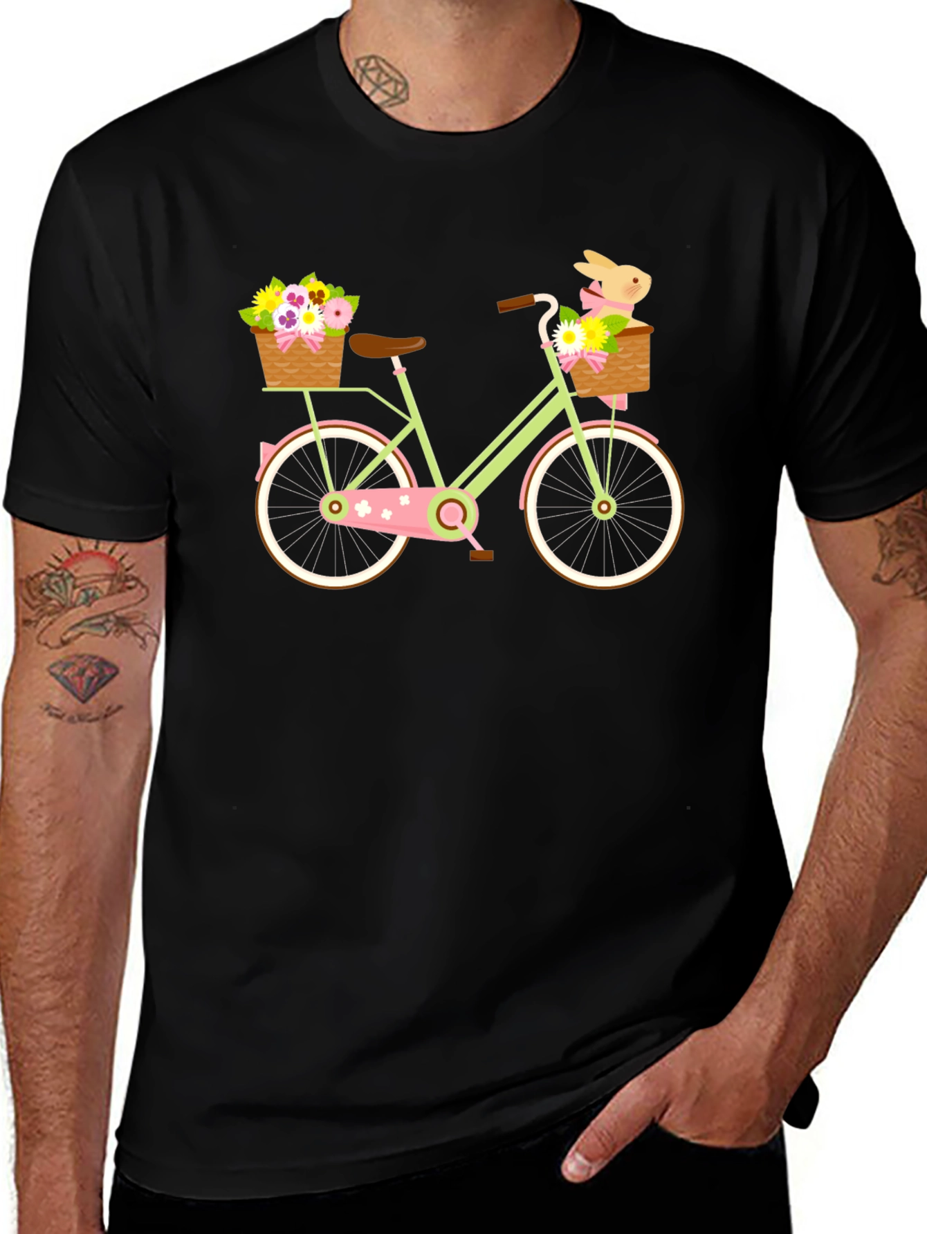 Variant 13 of Floral Bike T-Shirt - Cute Easter Bunny Design